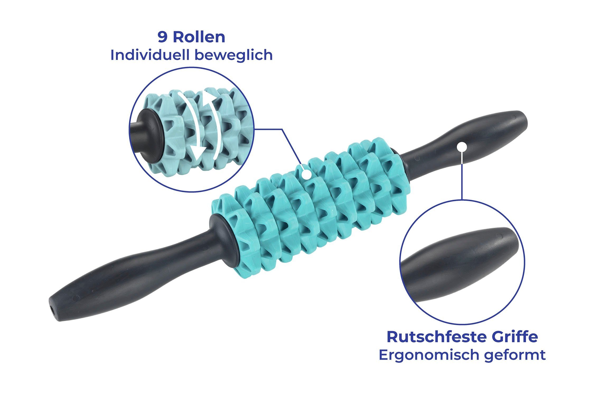 Maximex Massageroller 2-in-1 Faszien- und Massageroller, mit 9 beweglichen  Rollen