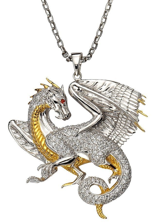 Firetti Кулоны Schmuck Geschenk Silber 925 Halsschmuck Anhänger Drache, mit Zirkonia (synth)