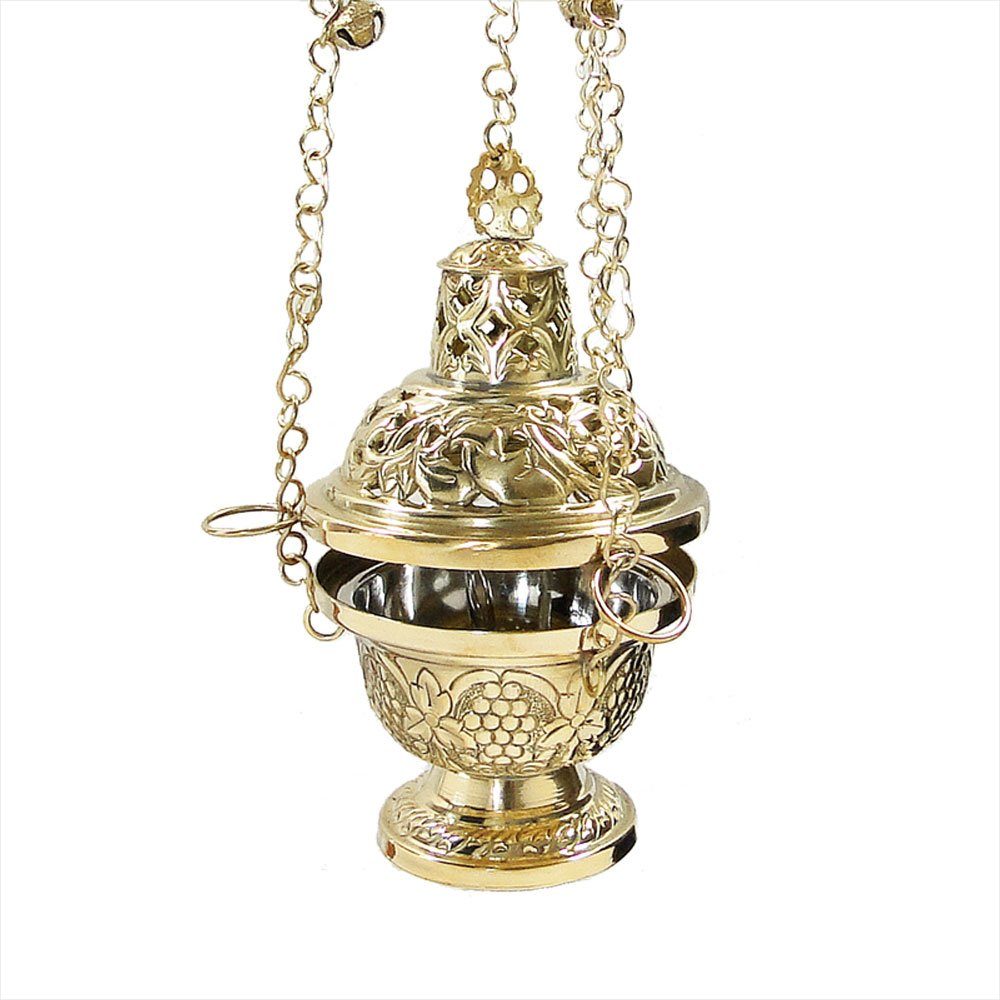 NKlaus Räucherschale 2938 Weihrauchfass mit Glöckchen Messing Handarbei, Weihrauchfass