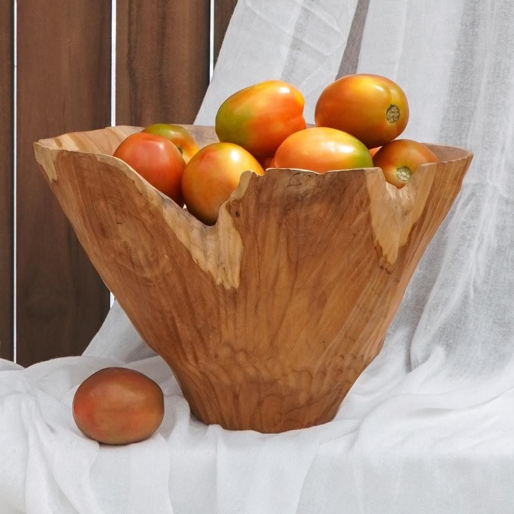 LebensWohnArt Dekoschale Individuelle Teak Schale CHANIA ca.30cm Natural Unikat