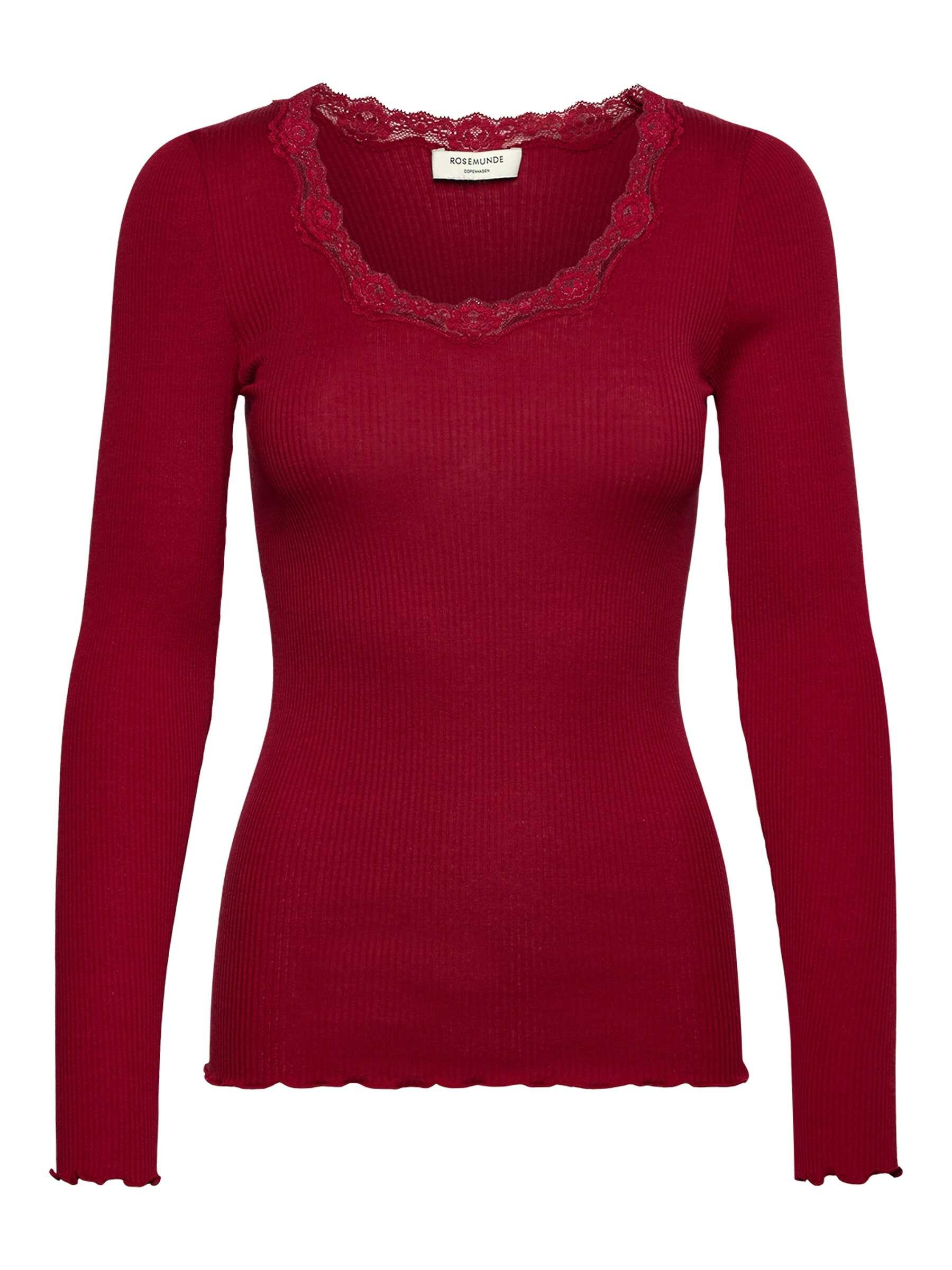 rosemunde Langarmshirt Babette Silk Blouse mit Seide Langarm, mit Spitze, feminin, bequem, eng, Seidenmix