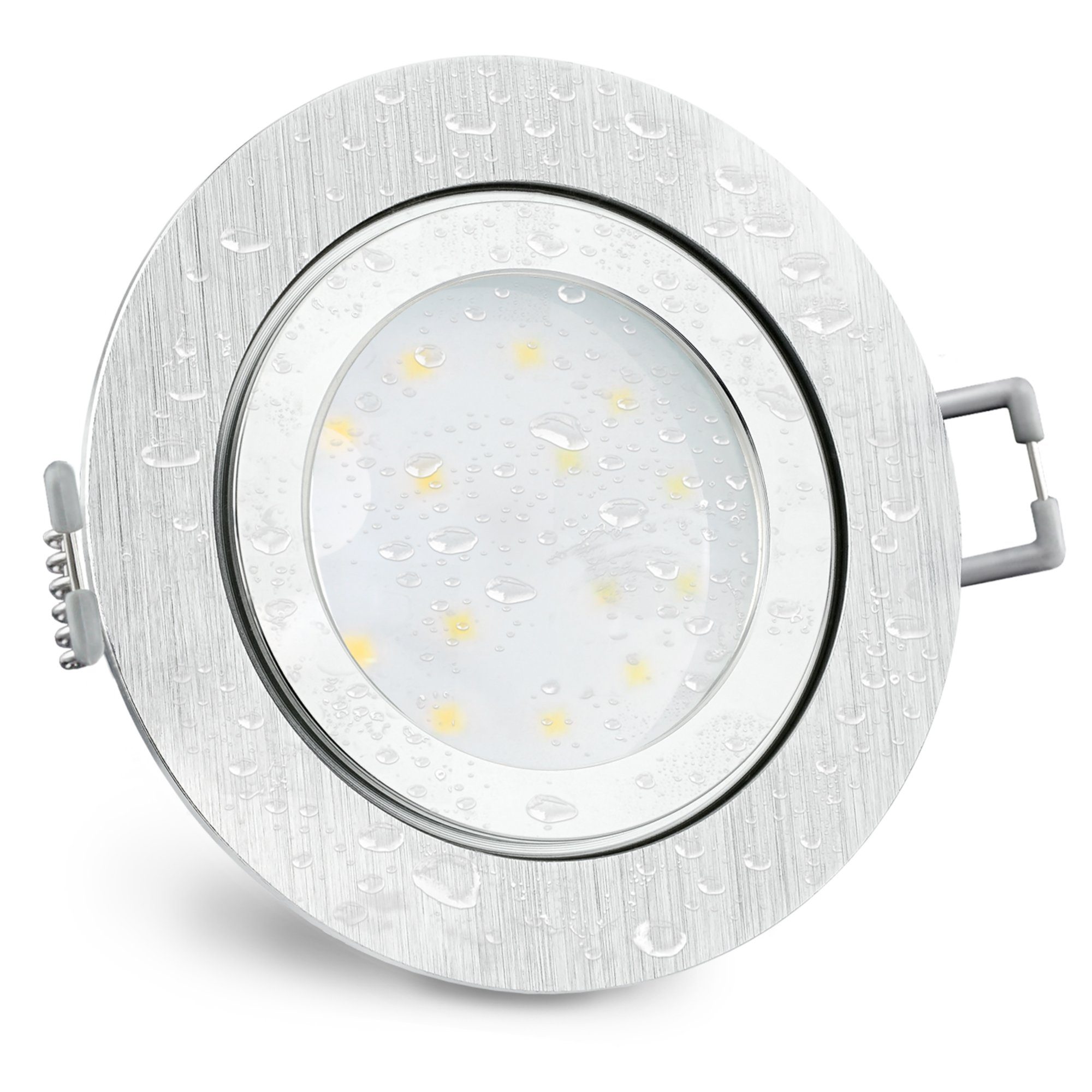 SSC-LUXon LED Einbaustrahler RW-2 Deckenspot silber rund mit LED 2W warmweiß Einbauleuchte Strahler, Warmweiß