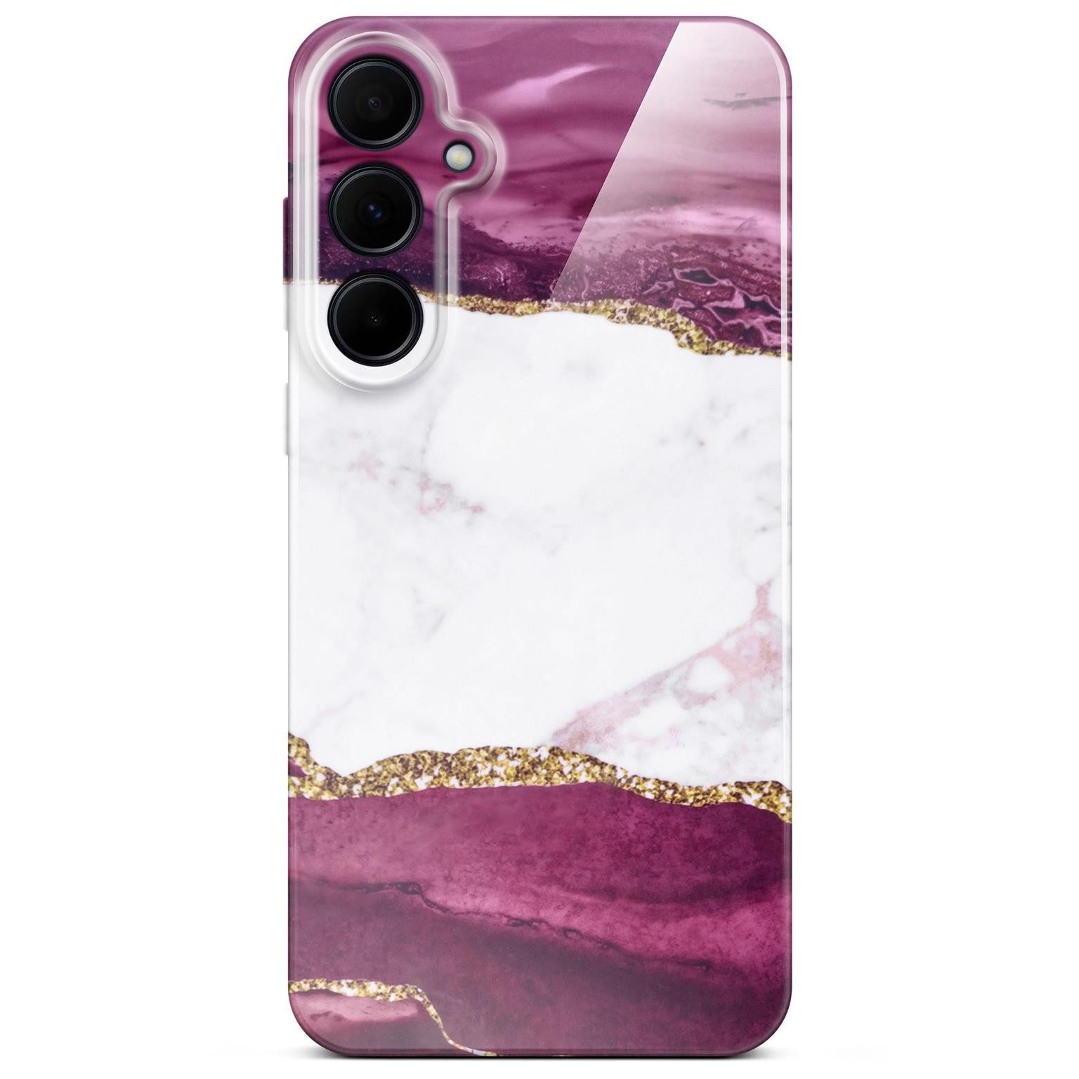 ONEFLOW Handyhülle für Samsung Galaxy A35 5G Hülle Marmor Bliss Cover Rot Weiß, Handy Schutz Backcover Handytasche Case Schutzhülle mit Kameraschutz