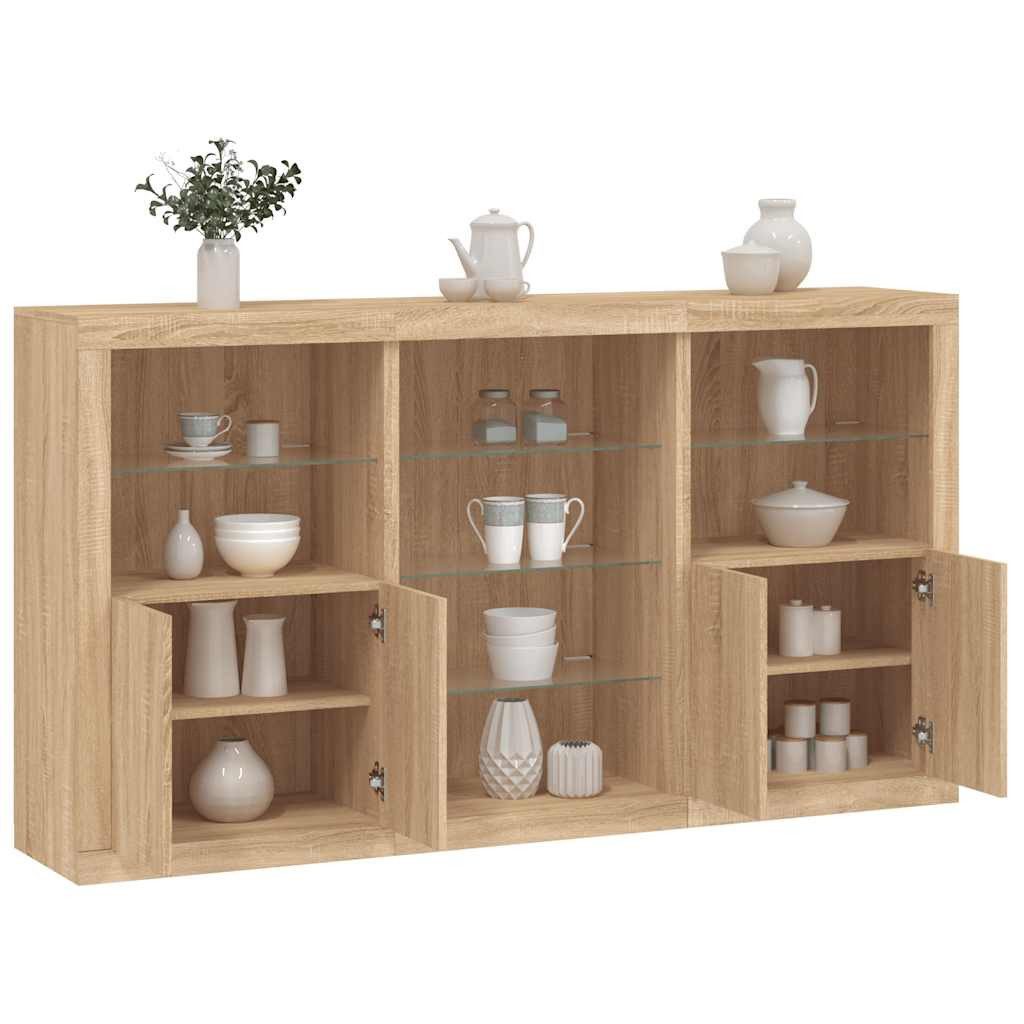 vidaXL Sideboard Sideboard mit LED-Leuchten Sonoma-Eiche 181,5x37x100 cm (1 St)