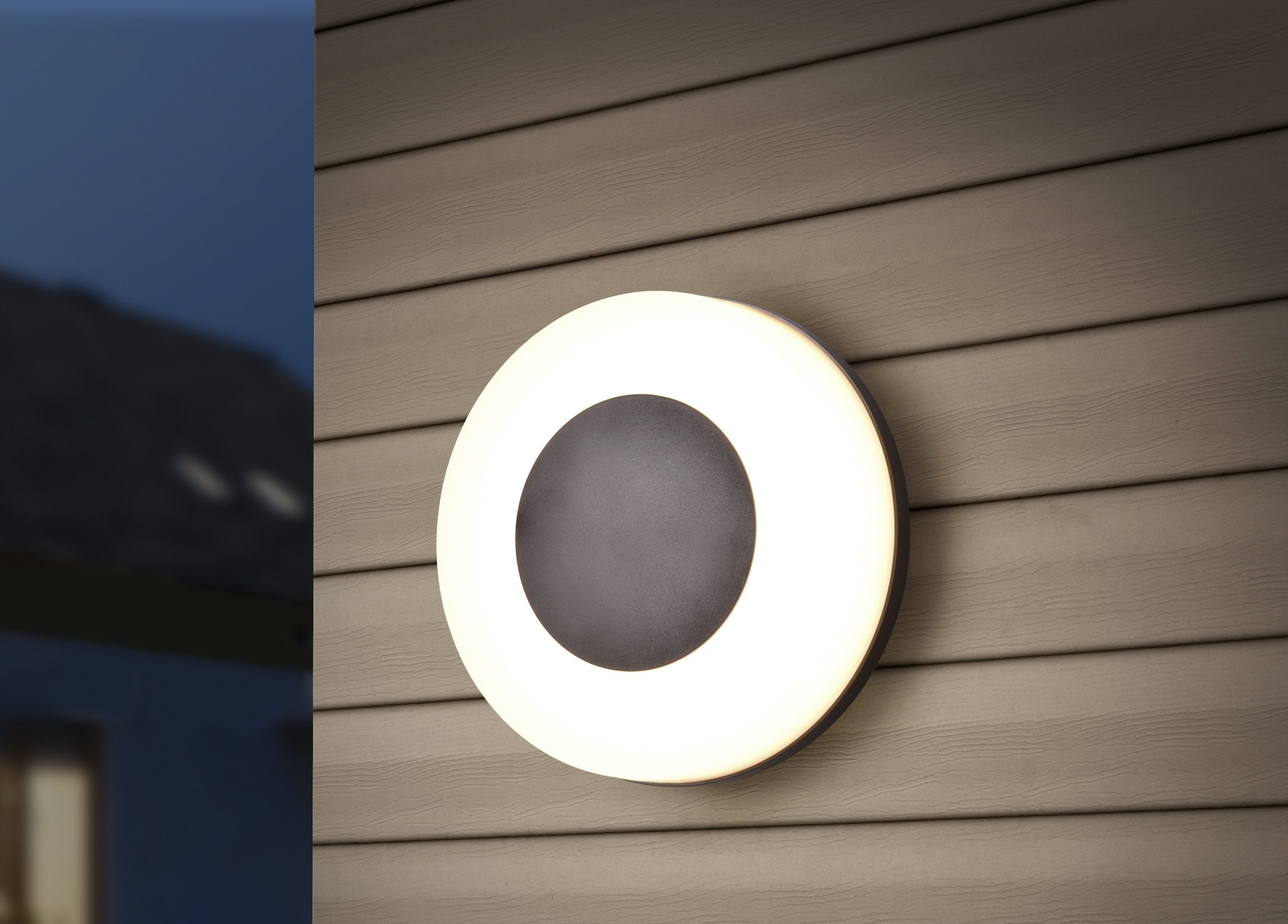 Reality Leuchten LED Außen-Wandleuchte MORENA, runde LED Wandlampe Deckenlampe Hauswand Fassade Garten IP54, LED fest integriert, warmweiß - kaltweiß, Lichtfarbe einstellbar warmweiß bis kaltweiß 2300/3000/4000K 1500Lumen