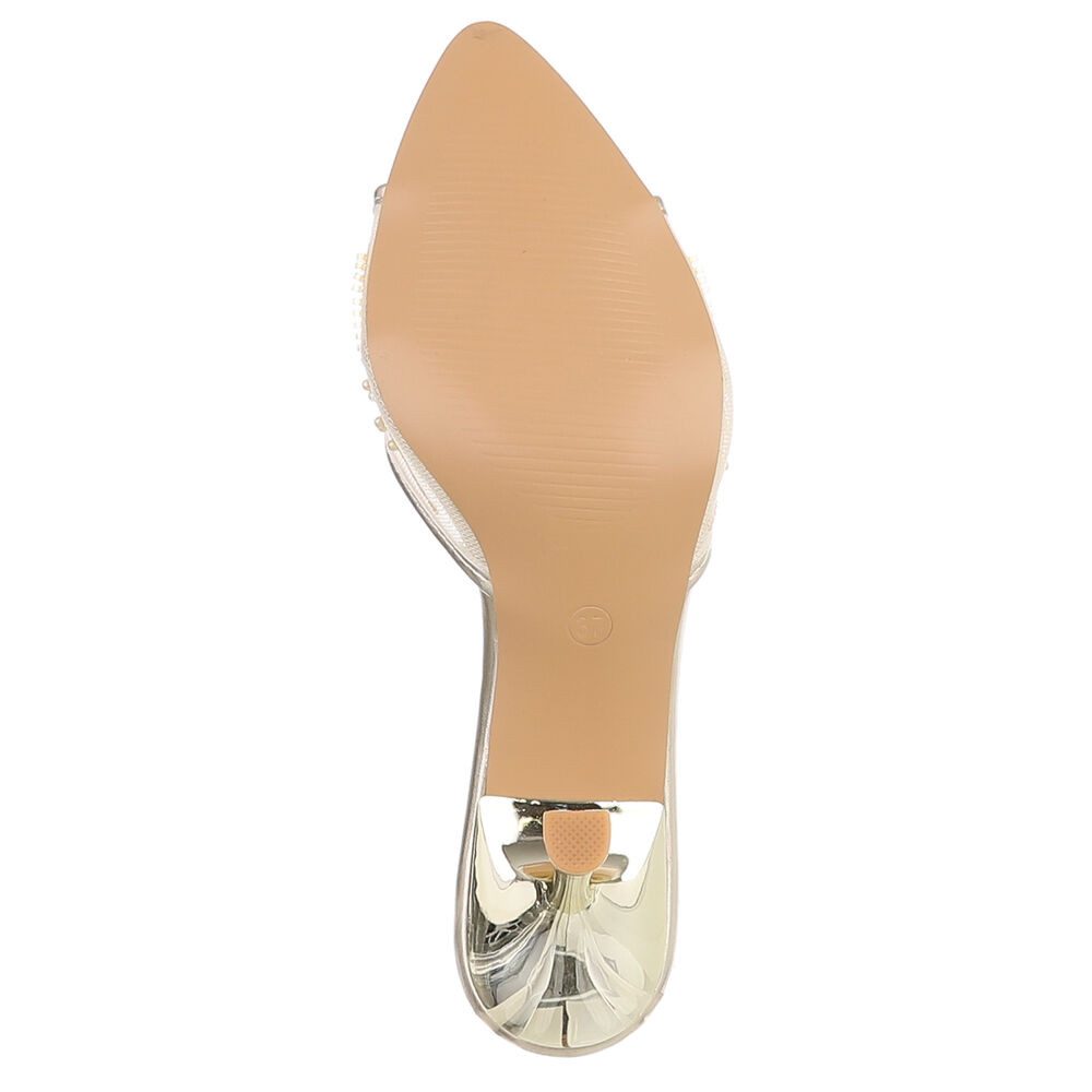 Ital-Design Damen High Heel Mule mit Stickerei & Perlen Pantolette (92214417) Pfennig-/Stilettoabsatz Sandalen & Sandaletten in Gold