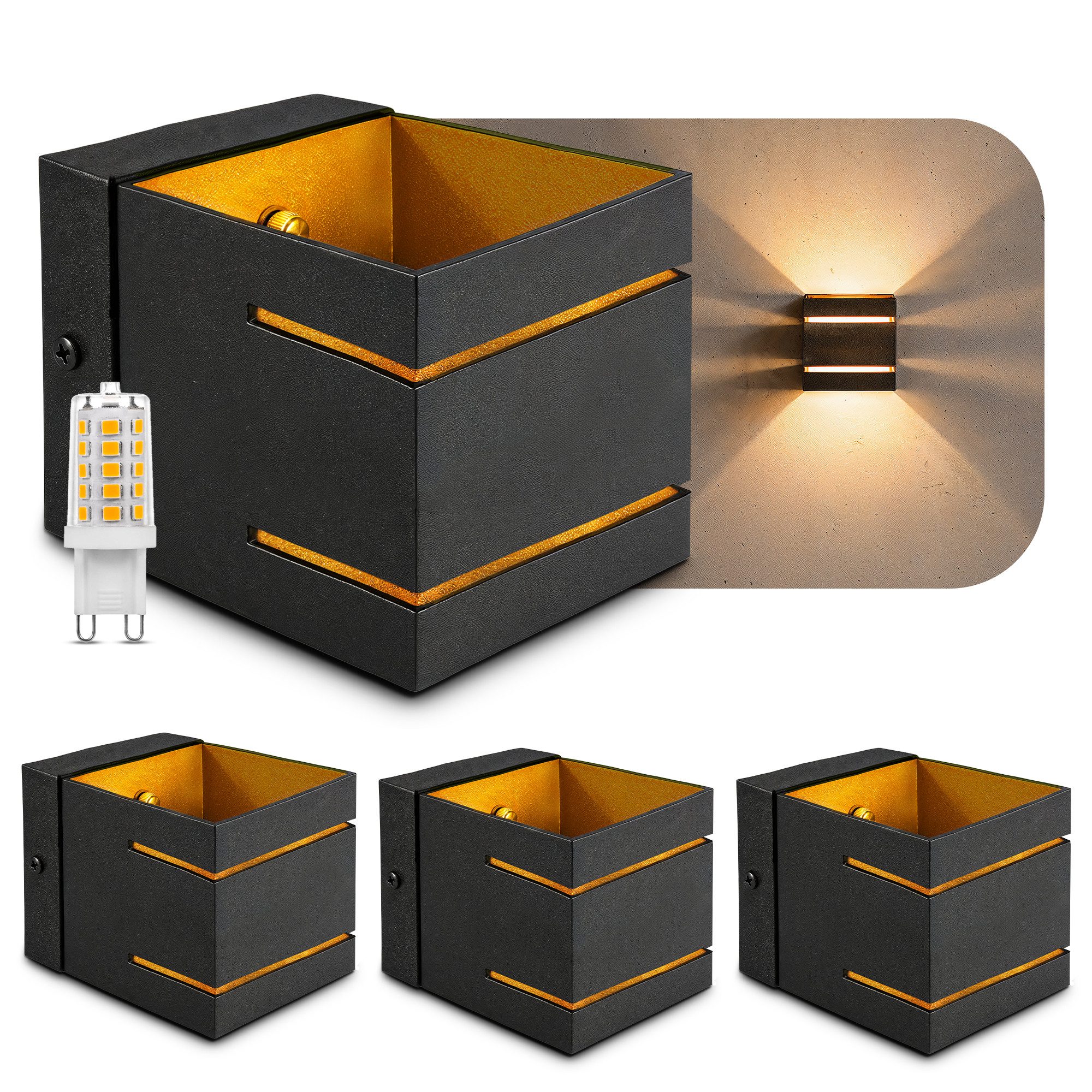 SSC-LUXon LED Wandleuchte Wandleuchte mit G9 3W warmweiß dimmbar Birne KOURA DUO Up & Down Lampe, Warmweiß