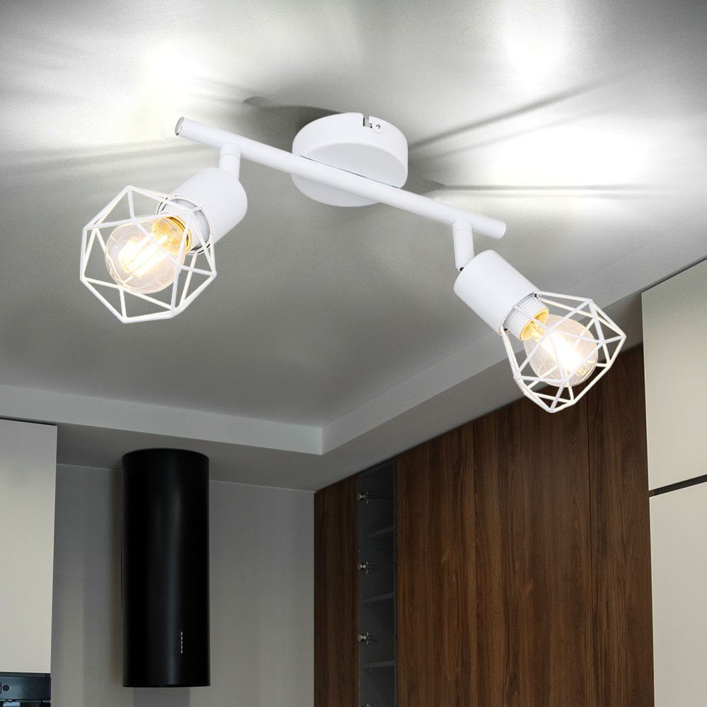 etc-shop LED Deckenspot, Leuchtmittel Zimmer- inklusive, schwenkbar Spots Lampe Decken Wohn Retro Käfig Ess Warmweiß, Strahler