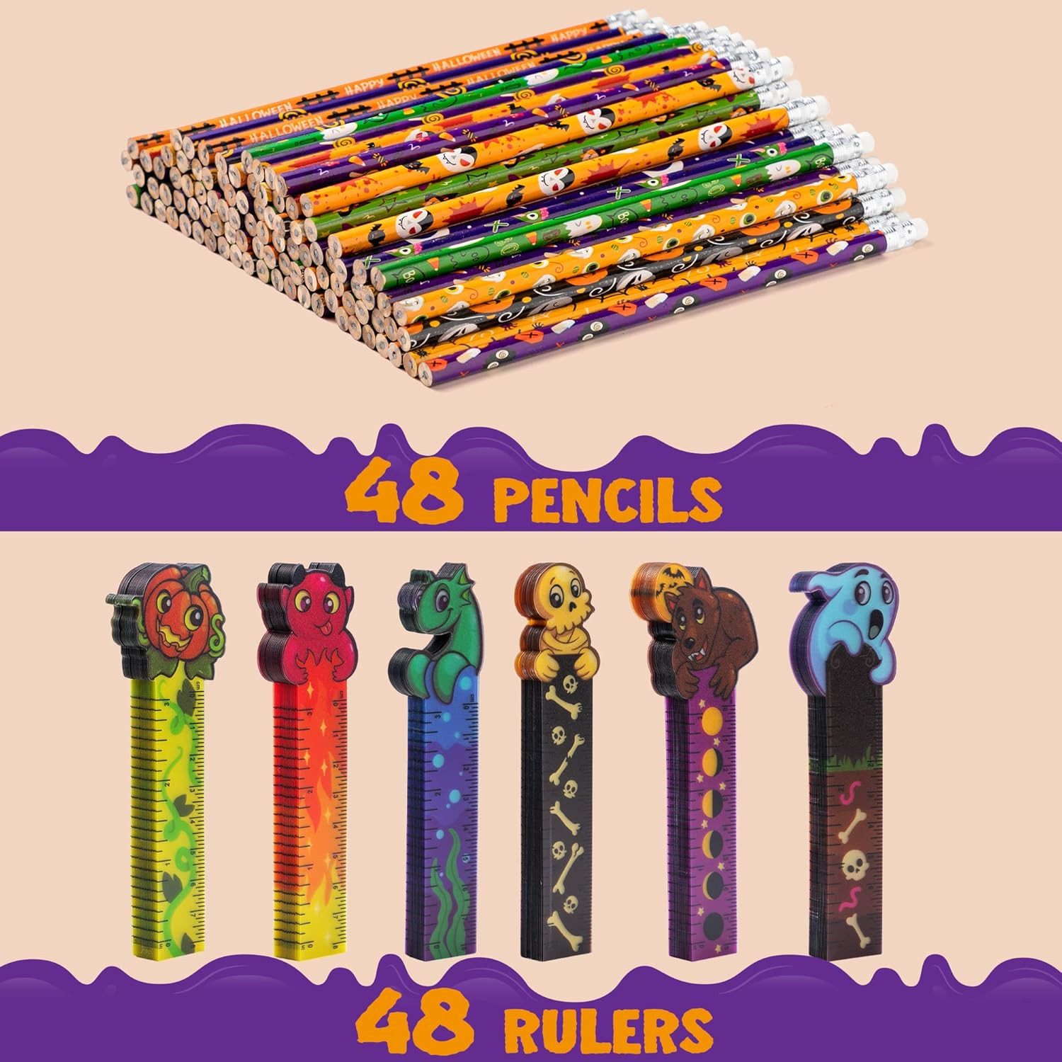 JOYIN Bleistift JOYIN 96-tlg. Halloween Set: 48 Bleistifte + 48 Lesezeichen – Bild 2 von 5