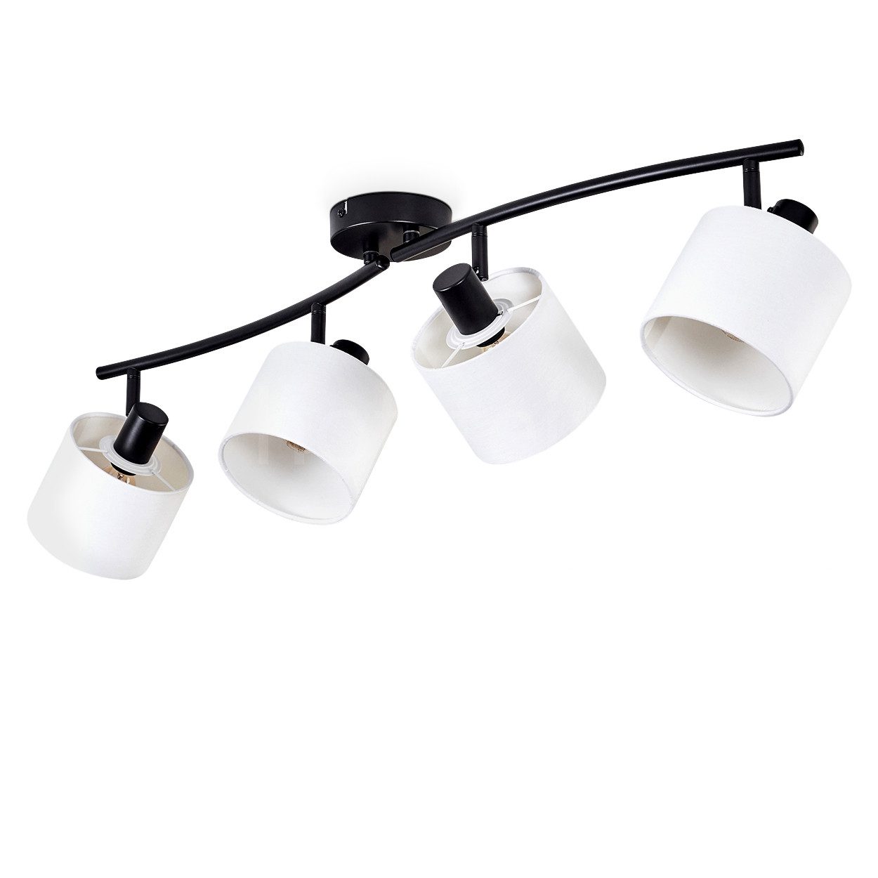 Deckenleuchte moderne Deckenlampe aus Metall/Stoff in Schwarz/Weiß