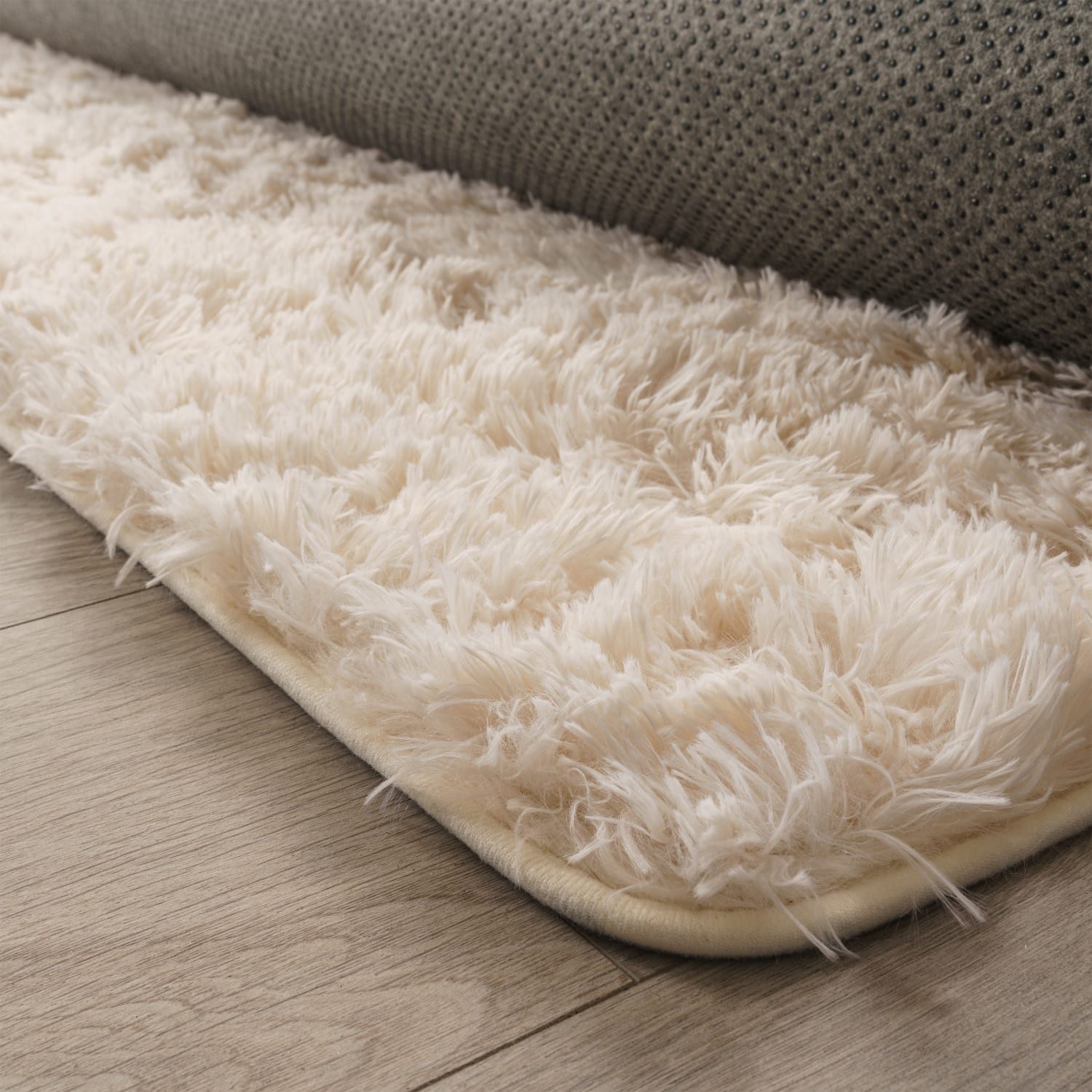 KADIMA DESIGN Teppich waschbar Unifarben Schlafzimmer Hochflor Teppich Shaggy, Rund, Höhe: 37 mm, Florhöhe: 33 mm, Polyester, Rund, 80D, Creme – Bild 4 von 5