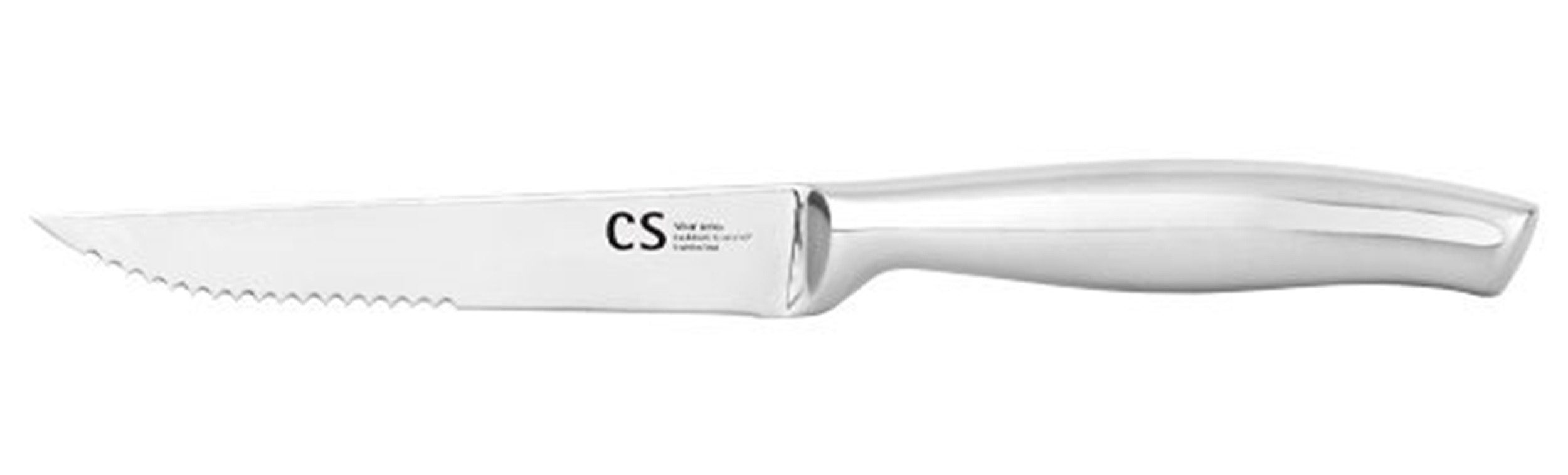CS Koch-Systeme Steakmesser SILVER 6-teiliges Set, Edelstahl rostfrei 18/10 (6 Stück), mit fein gezahnter Klinge für müheloses Schneiden ohne Reißen