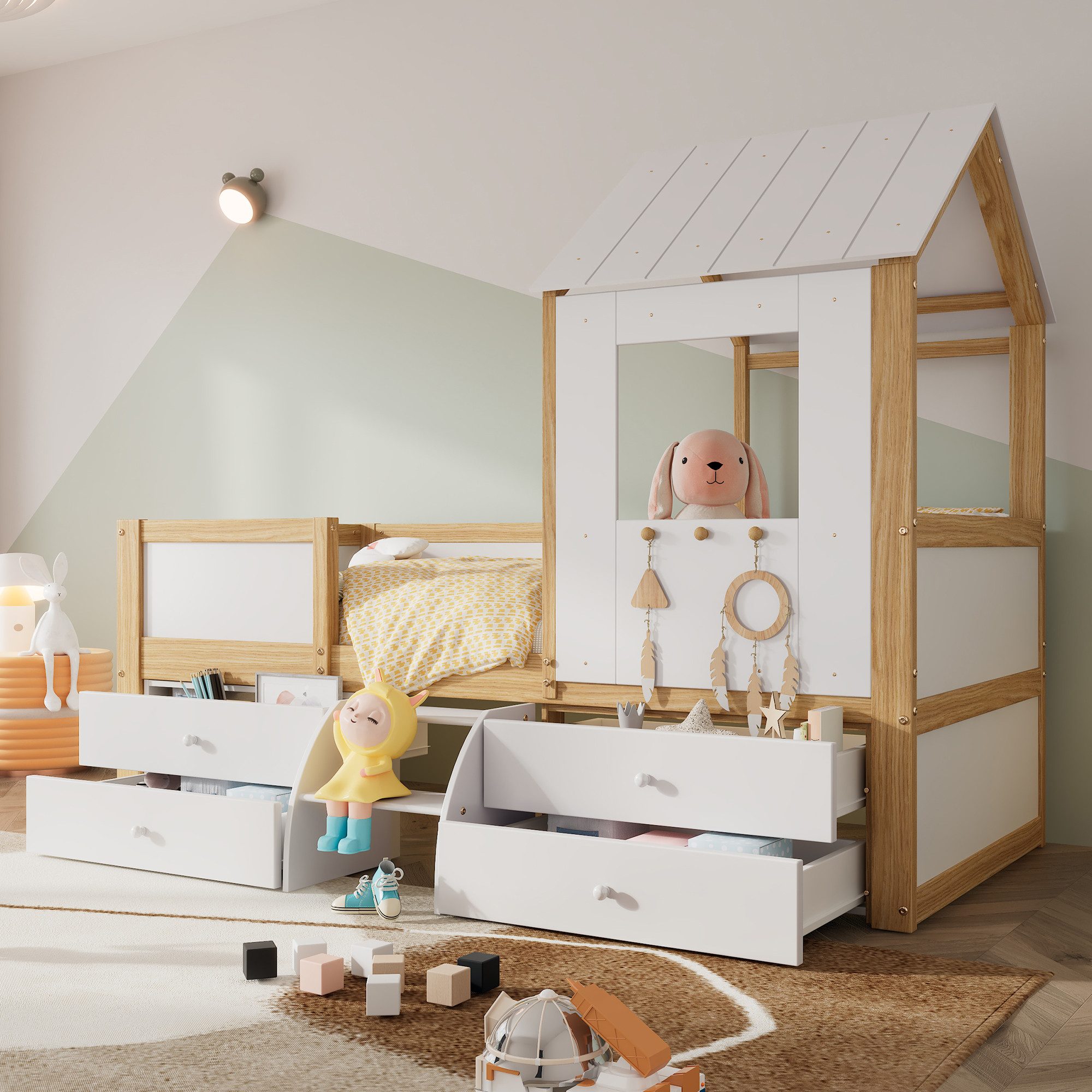 Flieks Etagenbett, Hochbett Hausbett 90x200cm mit günstig online kaufen