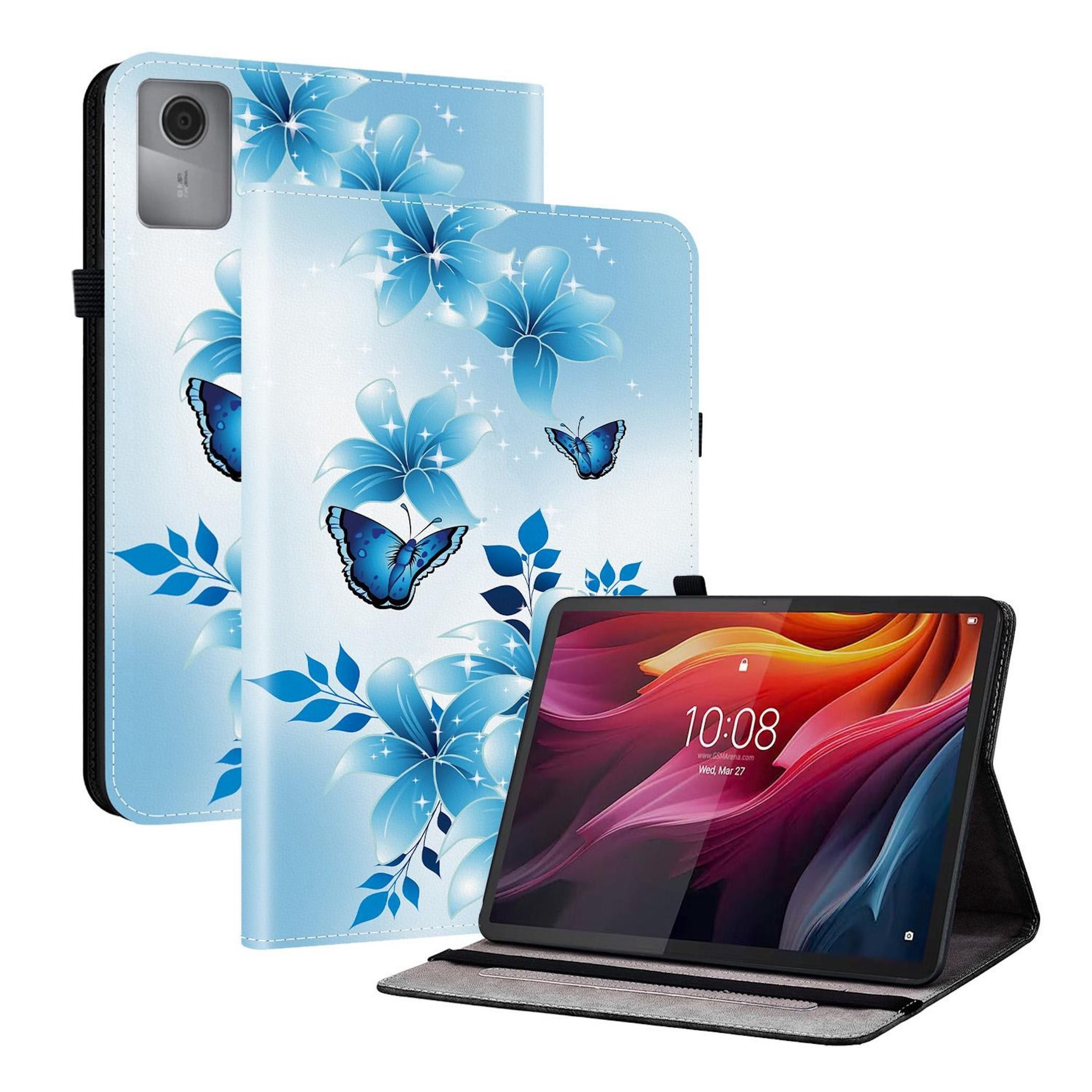 Wigento Tablet-Hülle Für Lenovo Idea Tab 11" Crystal Textur Kunstleder Motiv Schutzhülle, Kunstleder Tablet Hülle mit Stifthalte und Standfunktion