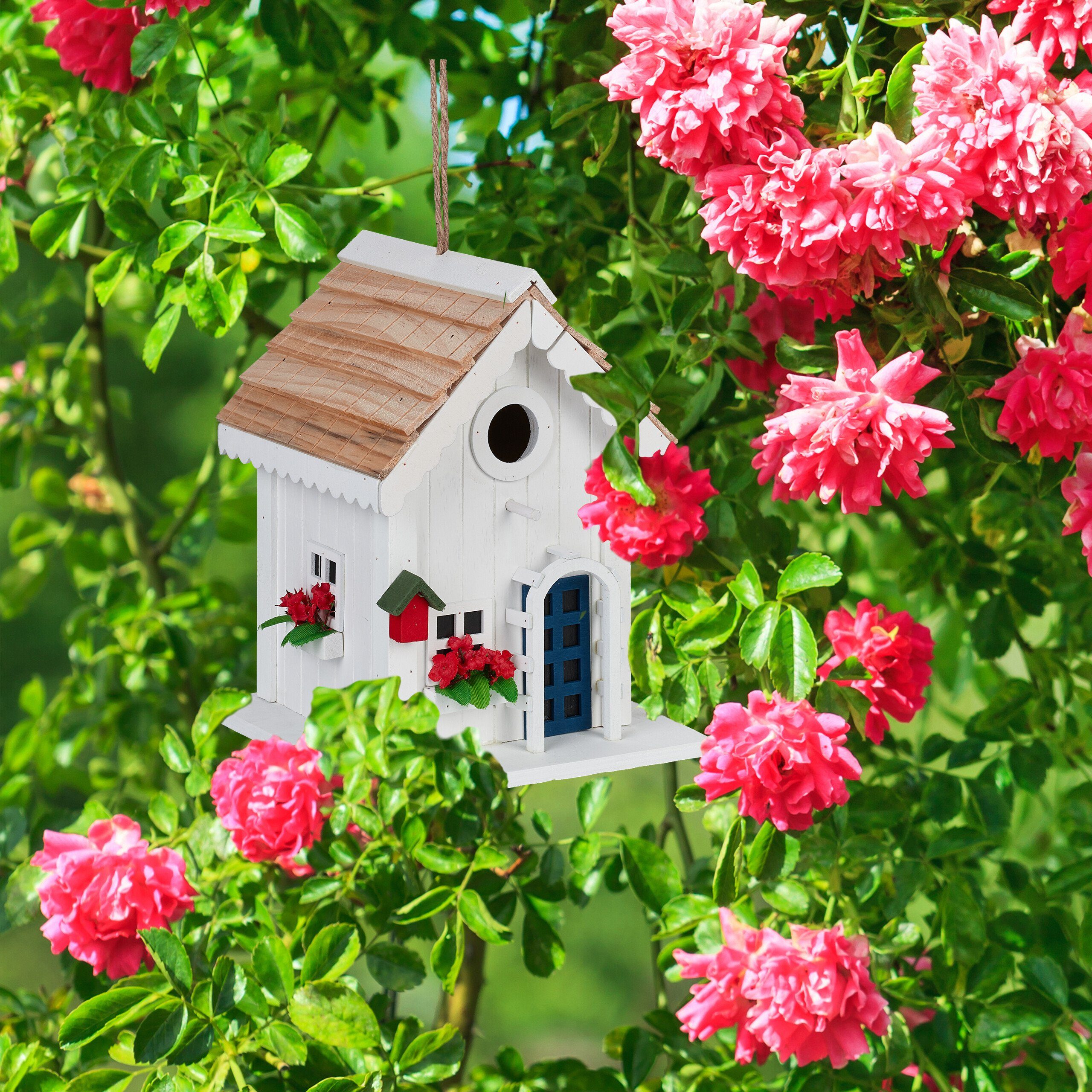 relaxdays Vogelhaus Deko Vogelhaus im Landhausstil