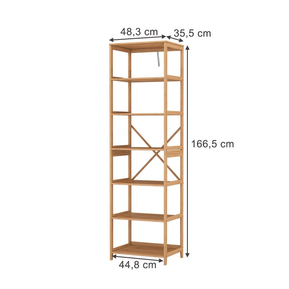 Vicco Bücherregal Novaro, Bambus, 48.3 x 166.5 cm mit 7 Fächern günstig online kaufen