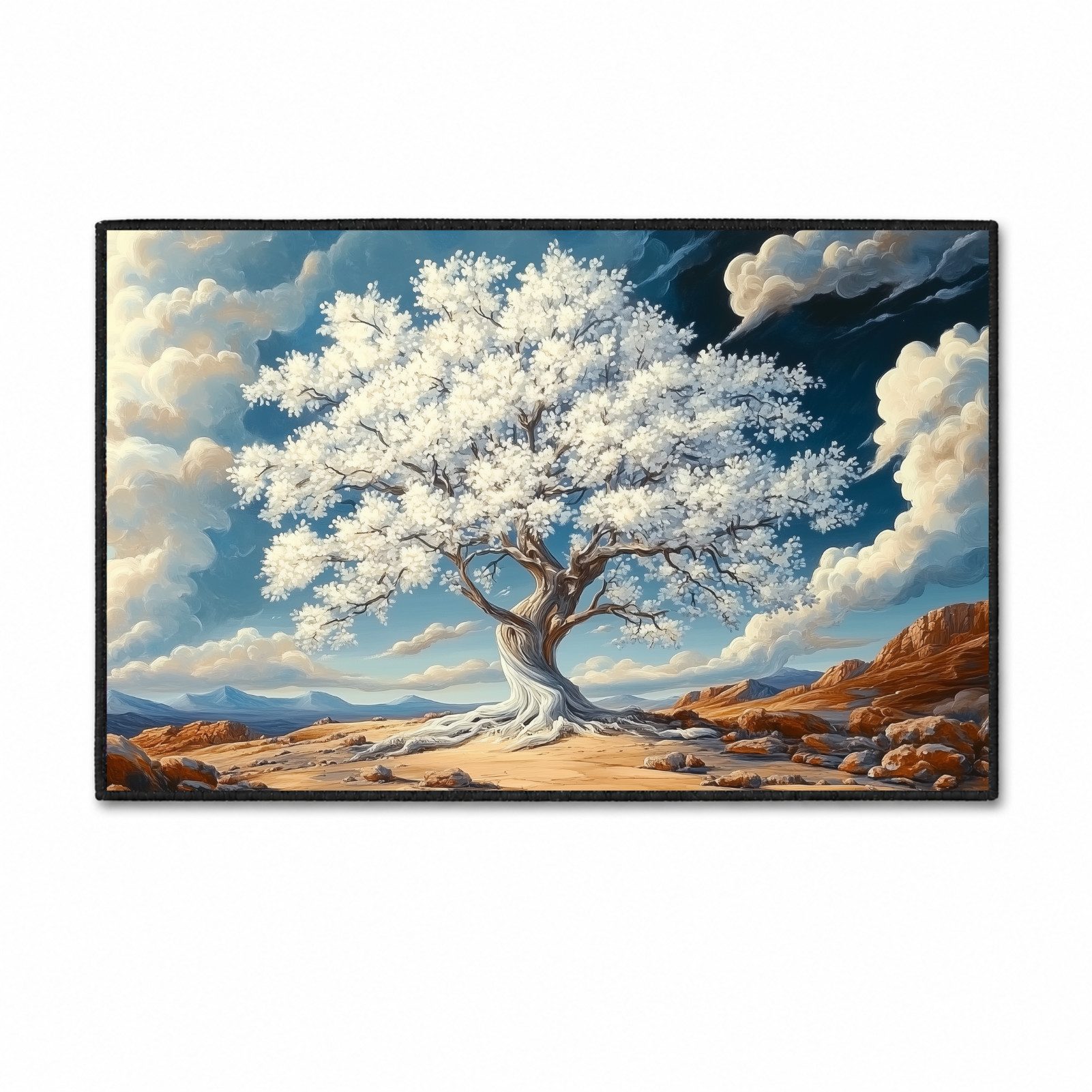 Jumpeak Teppich Teppich » Weißer Baum«, tepichwohinzimer, teppich waschbar, Rechteckig, Höhe: 5 mm, länglicher Teppich, gemusterter Teppich, pflegeleichter Teppich