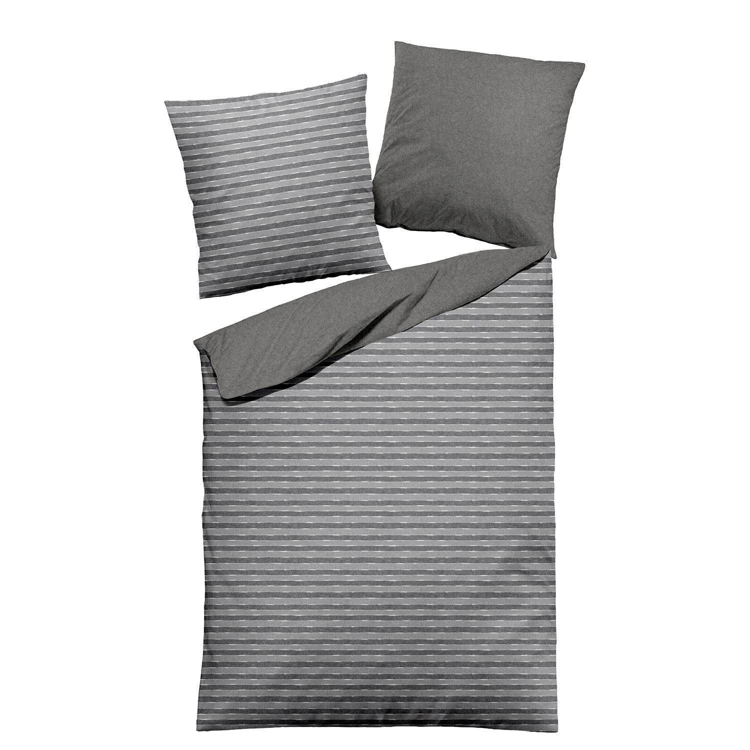 Wülfing Bettwäsche LENIA, 155 x 220 cm, Silbergrau, Anthrazit, Baumwolle
