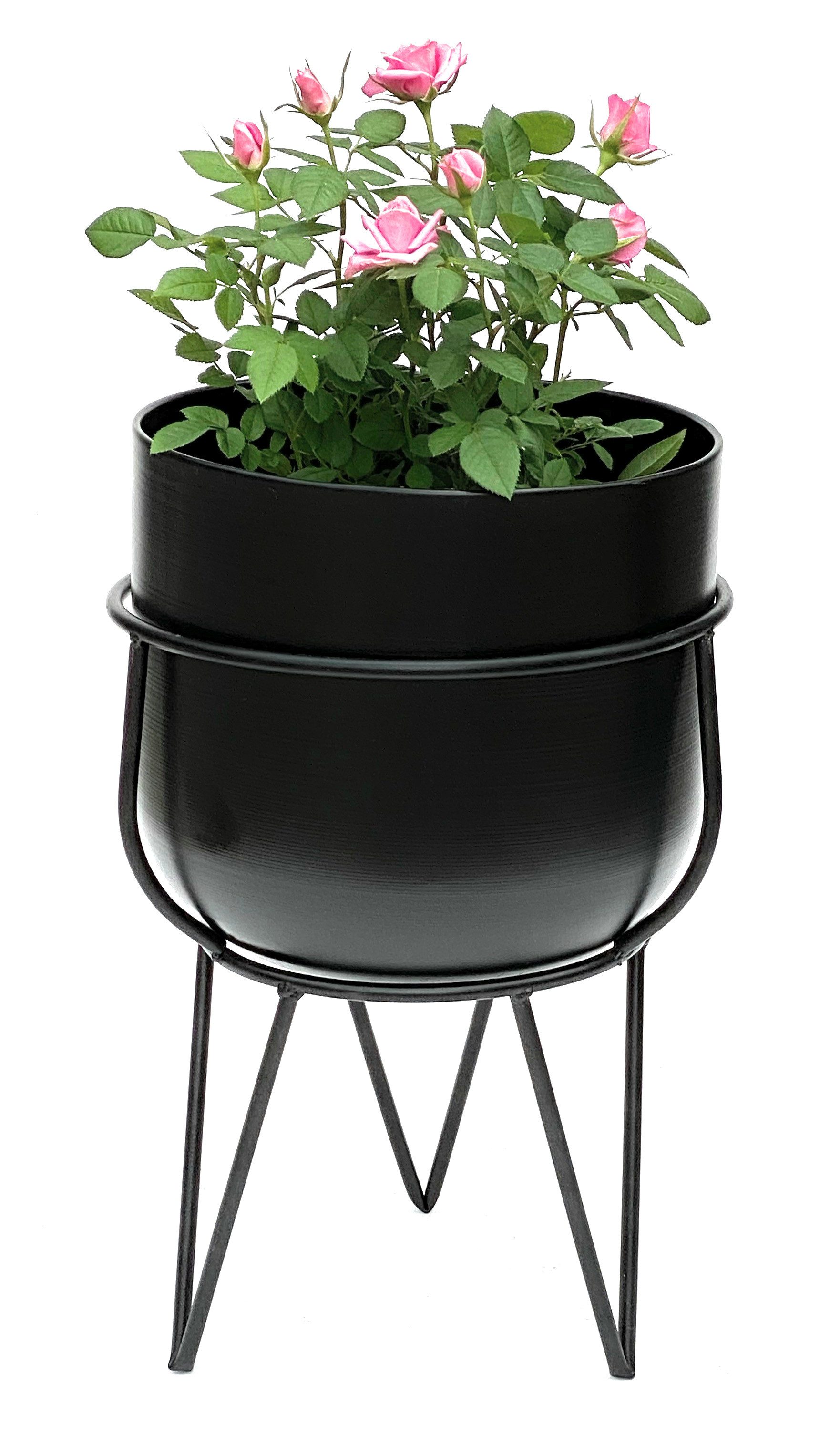Blumenständer mit Topf Metall Schwarz 42,5 cm Blumenhocker 96151