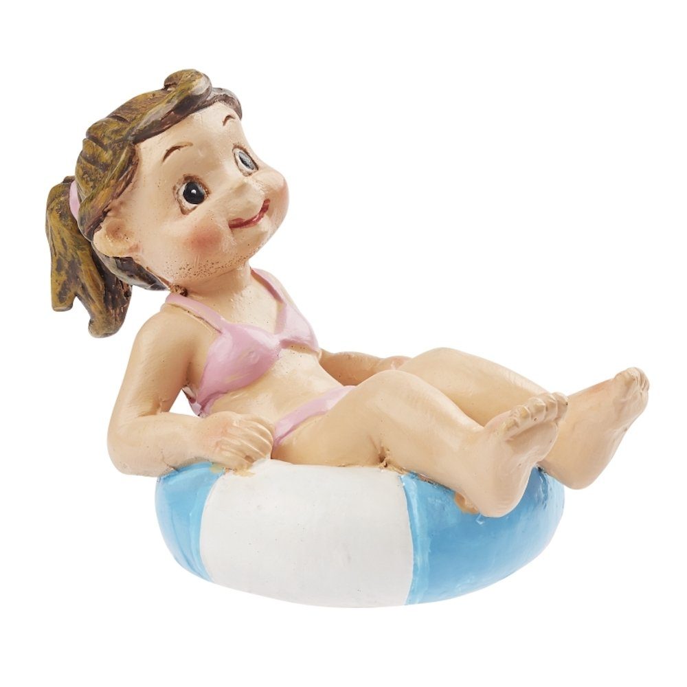 HobbyFun Dekofigur Bade-Kind Mädchen im Schwimmring sitzend, ca. 7cm