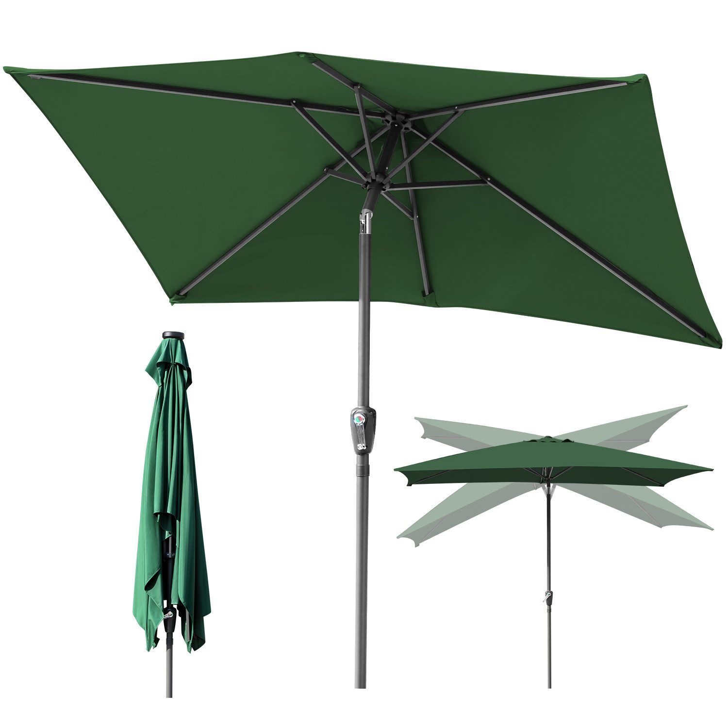 Clanmacy Sonnenschirm Rechteckig Balkonschirm 300x200 cm Sonnenschutz mit k günstig online kaufen