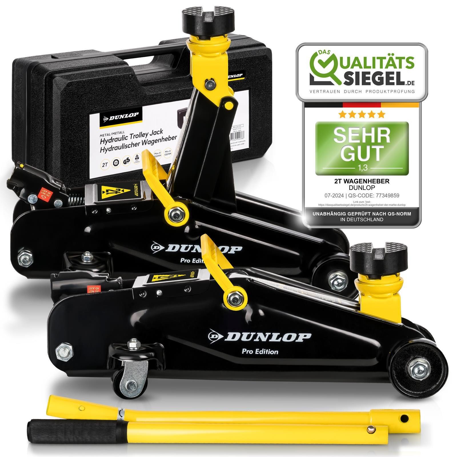 Dunlop Hydraulikheber Wagenheber hydraulisch Pro Edition car Jack Set car jack set, 2t hydraulischer Rangierwagenheber für PKW Kfz PRO Edition