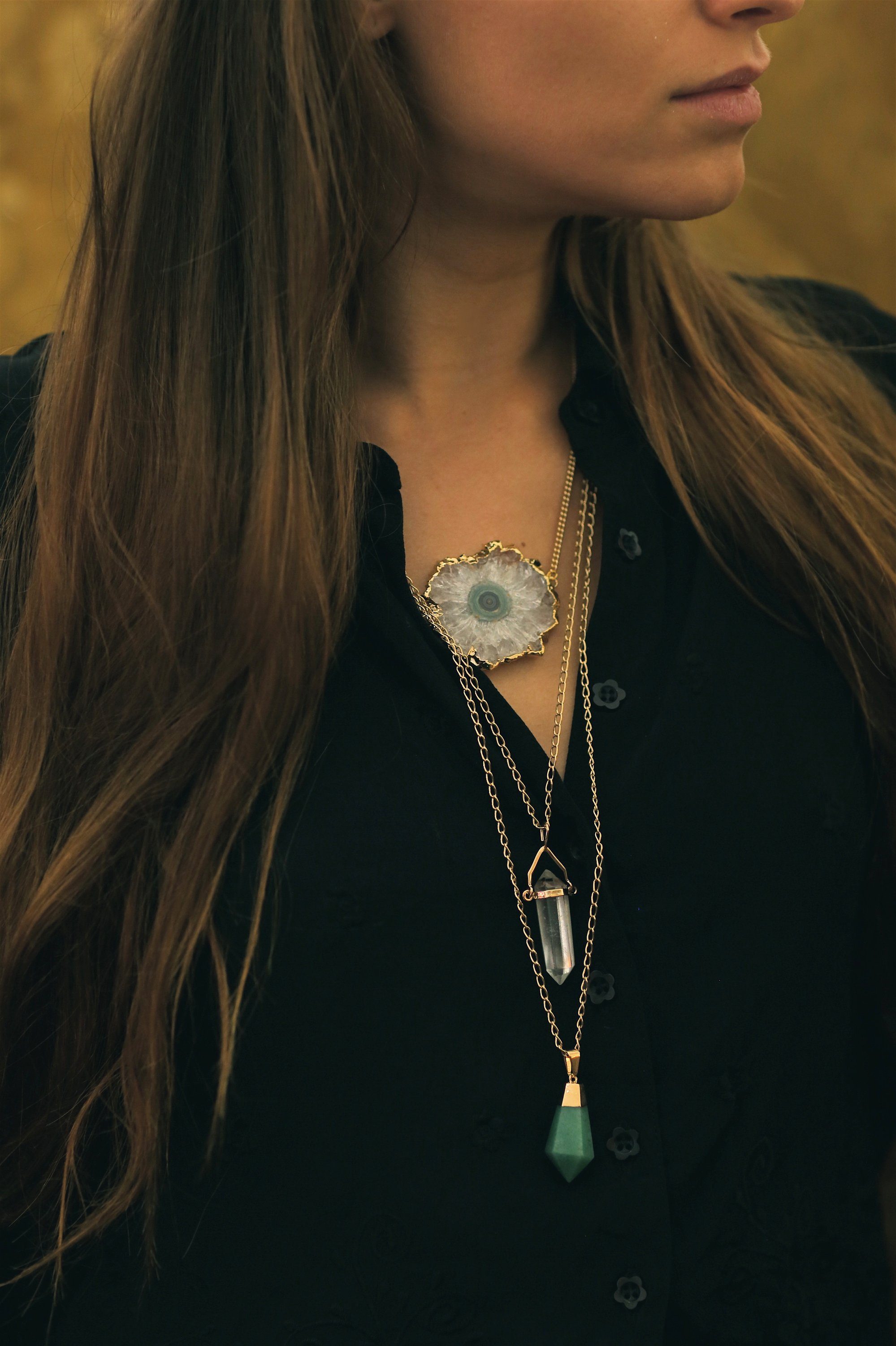 vergoldet and Anhänger Aventurin Sage Kette Crystal Halskette Jewelry mit