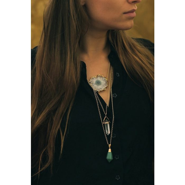 Crystal and Sage Jewelry Kette mit Anhänger Aventurin Halskette vergoldet GB11141