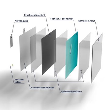 DEQORI Glasbild 'Blick auf Boot im Meer', 'Blick auf Boot im Meer', Glas Wandbild Bild schwebend modern