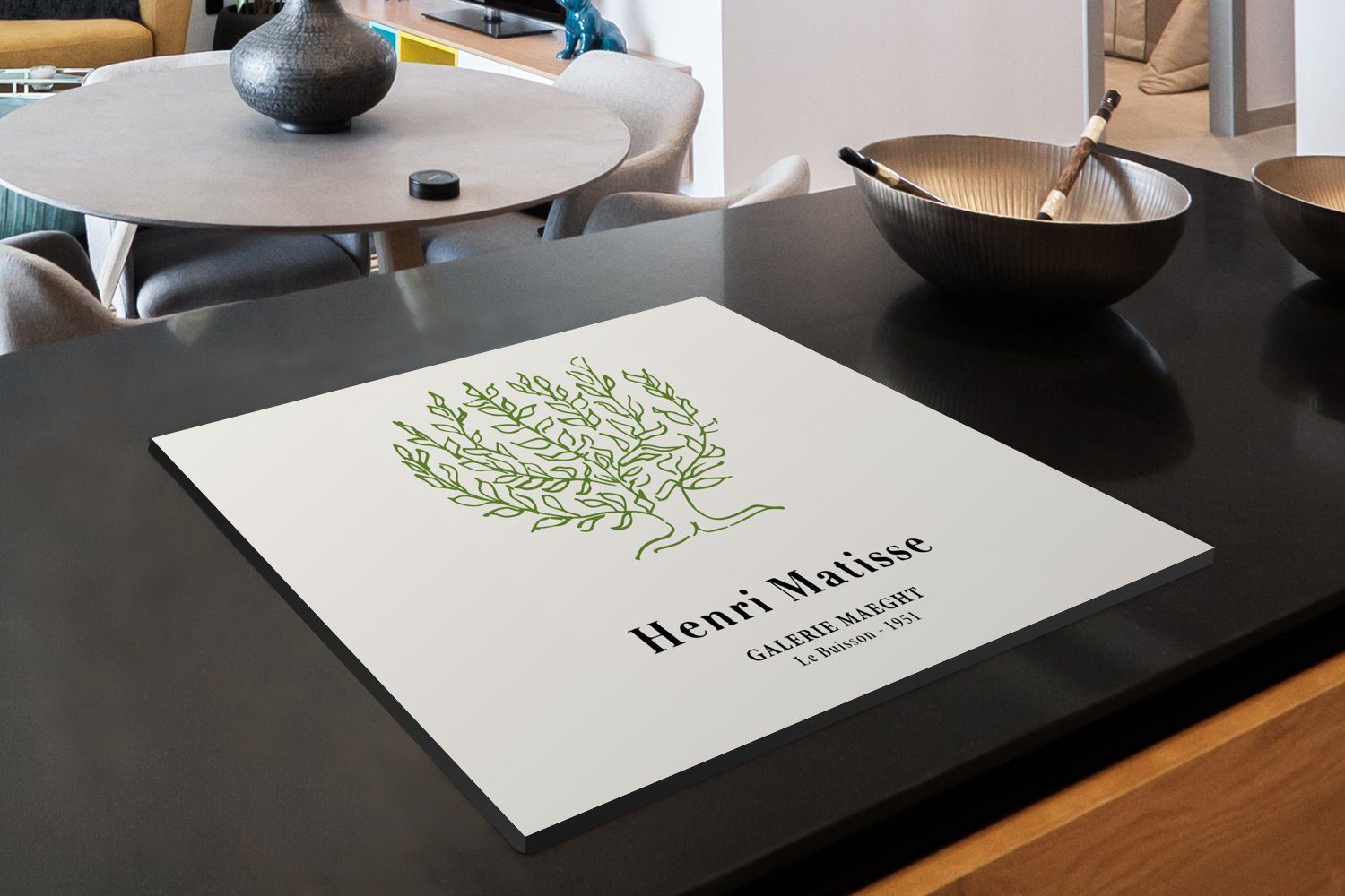 Grün Herdblende-/Abdeckplatte Arbeitsfläche - - MuchoWow Baum Matisse Ceranfeldabdeckung Natur (1 Kunst, Mobile Vinyl, - nutzbar, - cm, tlg), 60x52