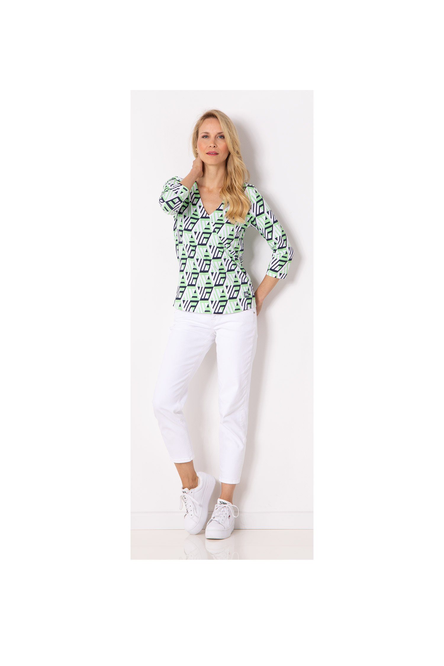 3/4-Arm-Shirt Shirt, Cube Design W4240121 auch in großen Größen