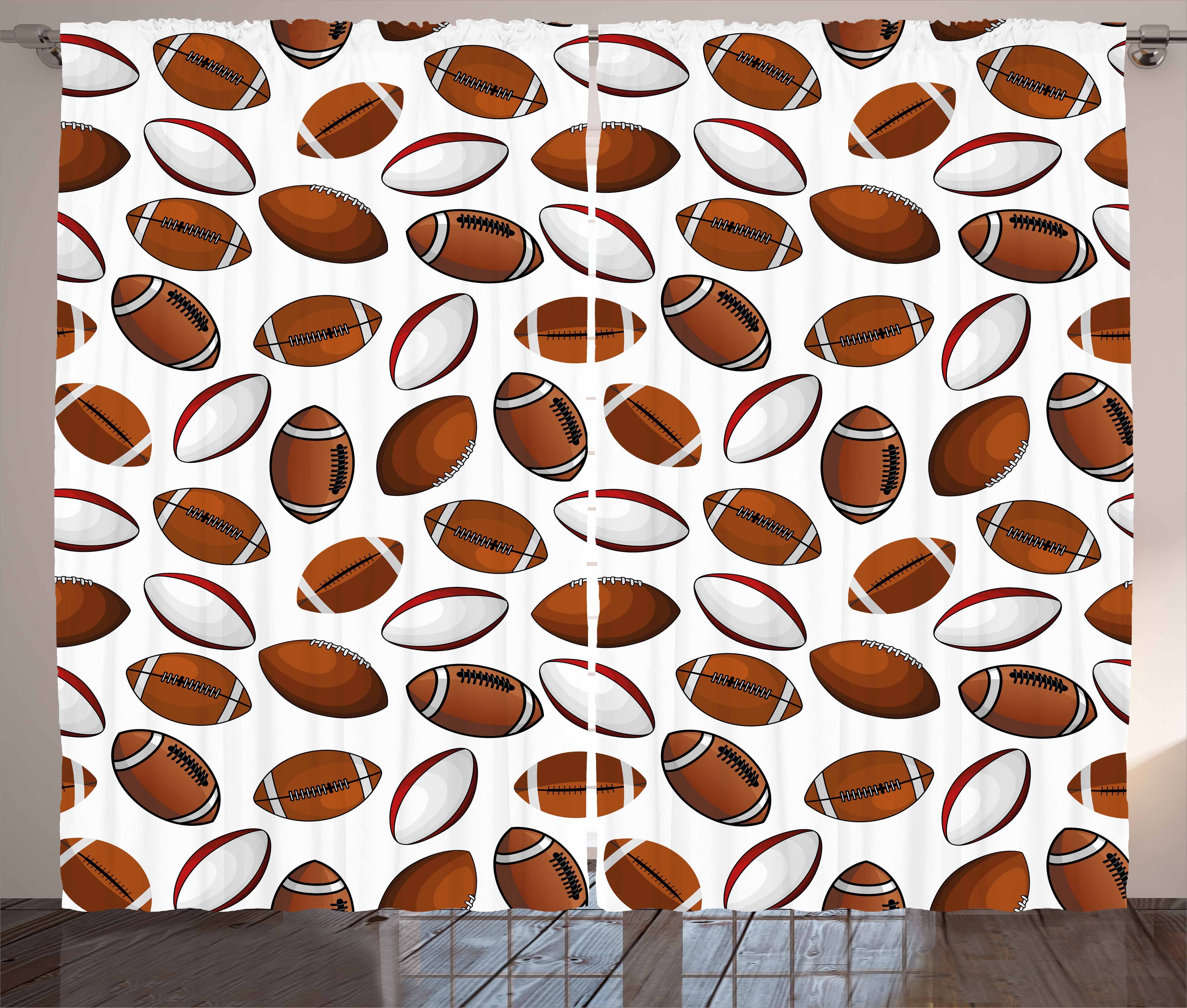 Gardine Schlafzimmer Kräuselband Vorhang mit Schlaufen und Haken, Abakuhaus, American Football Rugby Ball