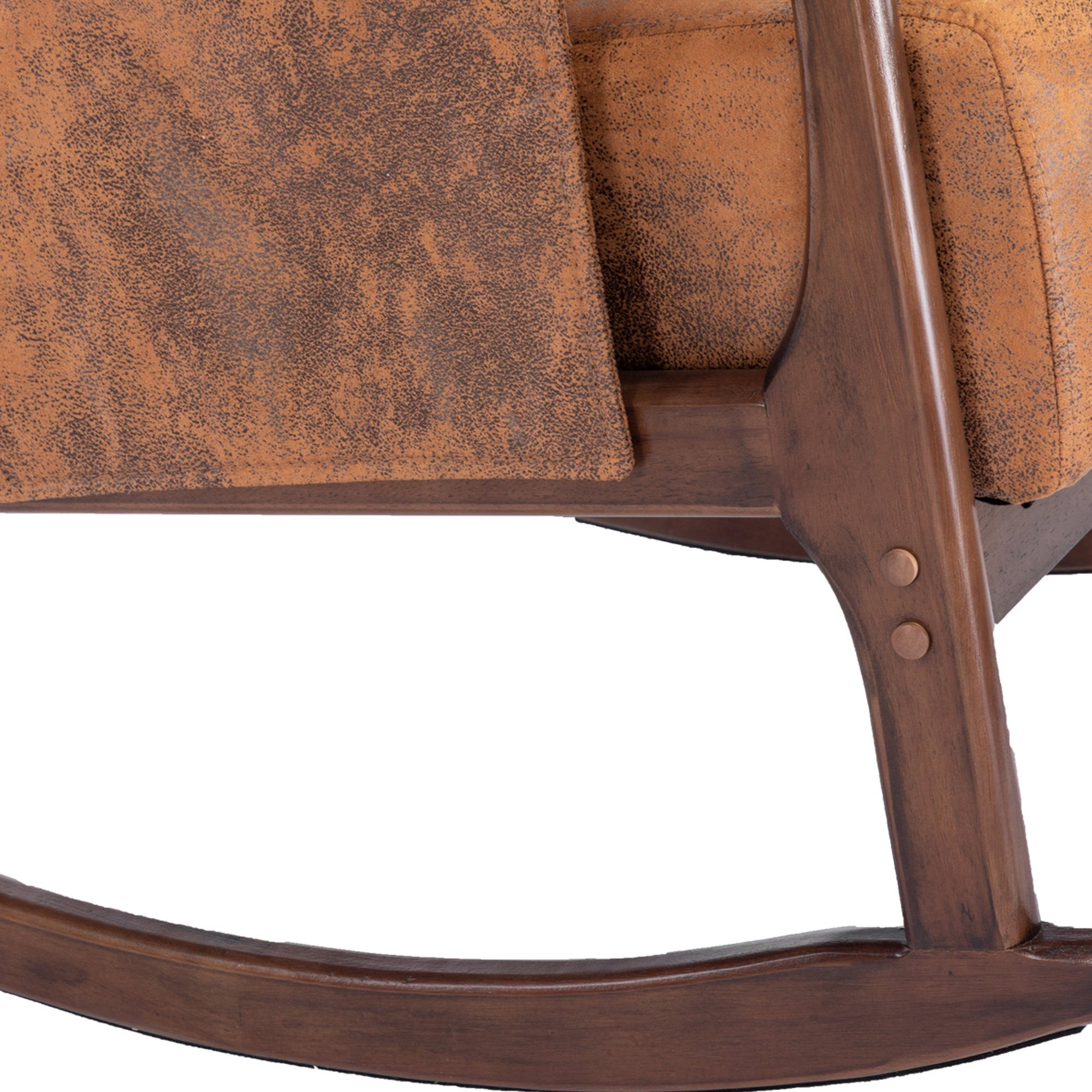 Kissen Relaxsessel Relaxstuhl, mit Seitentaschen, und OKWISH Rückenlehne integriertes Kaffee Schaukelstuhl Hocker), (Leinen, Design Mit Schaukelsessel,