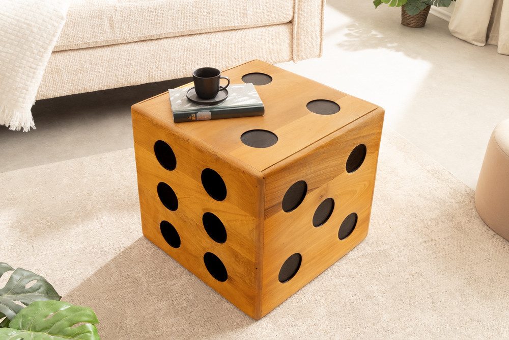 riess-ambiente Beistelltisch CUBE 40cm natur – stapelbar, Massivholz, Sitzhocker (Einzelartikel, 1-St), würfelförmiger Holztisch mit Stapelfunktion – ideal fürs Wohnzimmer