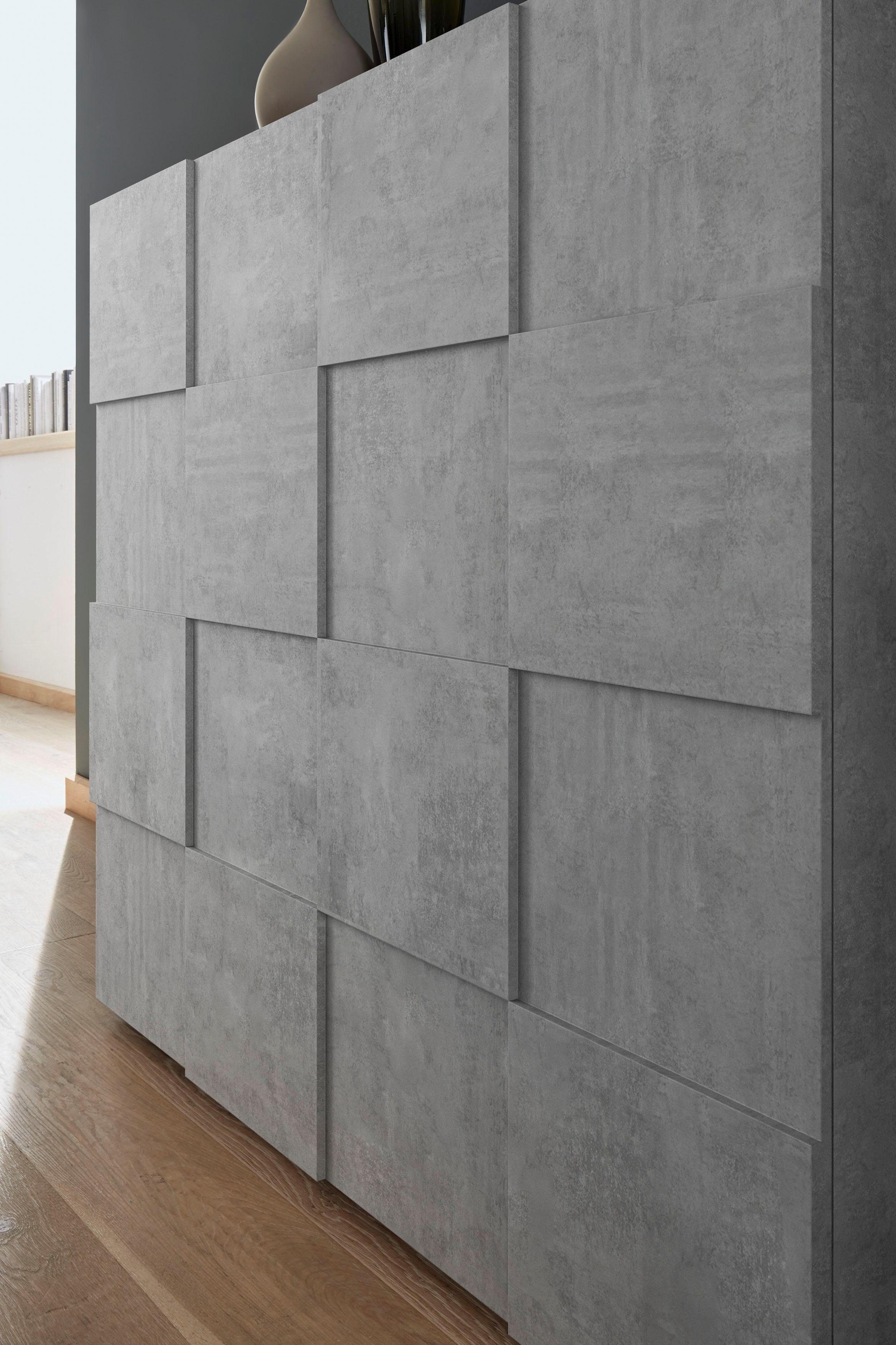 Home affaire Highboard Dama Höhe 111 cm, Breite 121 cm, Kommode 2 Türen, Hochkommode, Front in 3D-Optik, viel Stauraum, verschiedene Farben