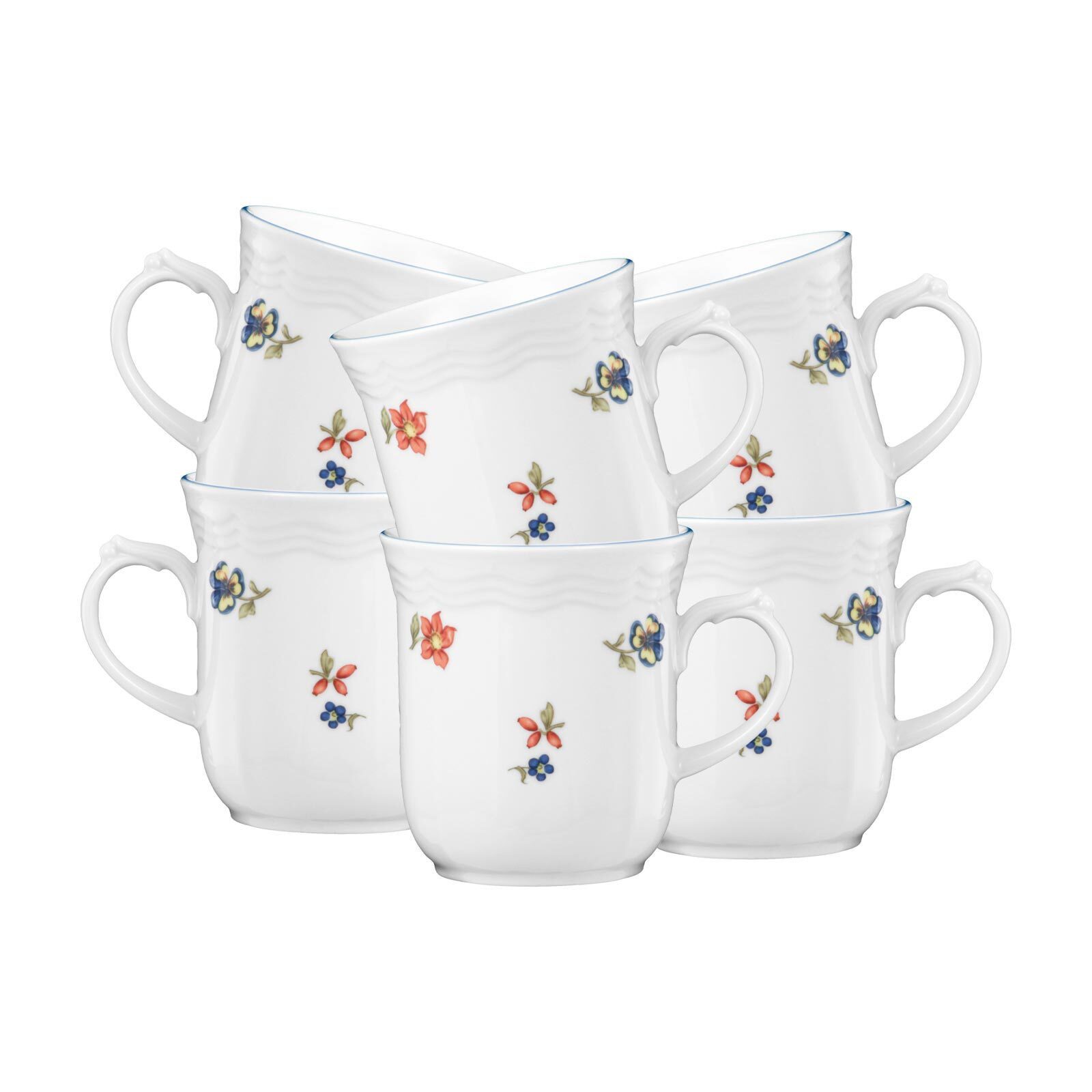 Seltmann Weiden Becher Sonate Nostalgie Henkelbecher 290 ml 6er Set, 6-tlg., Porzellan