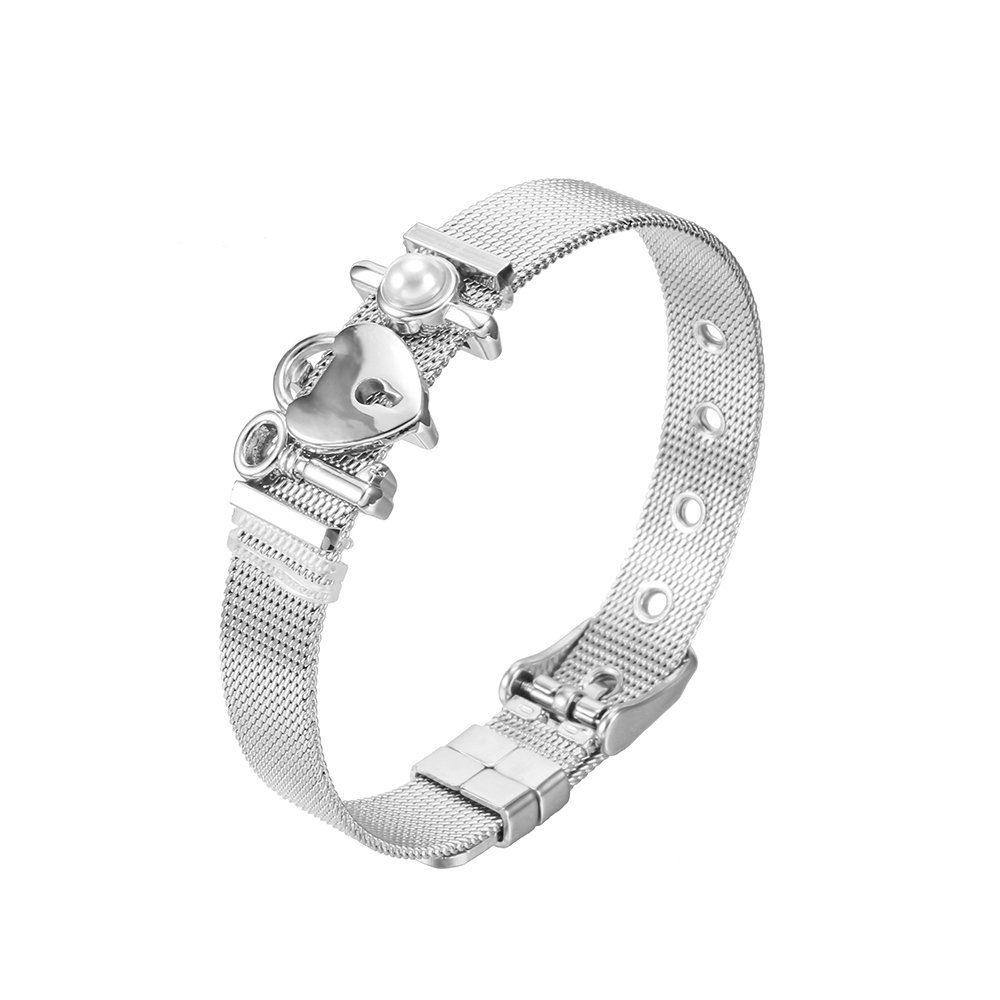 Heideman Armband Mesh Armband poliert (Armband, inkl. Geschenkverpackung), Charms sind austauschbar Silberfarben Poliert