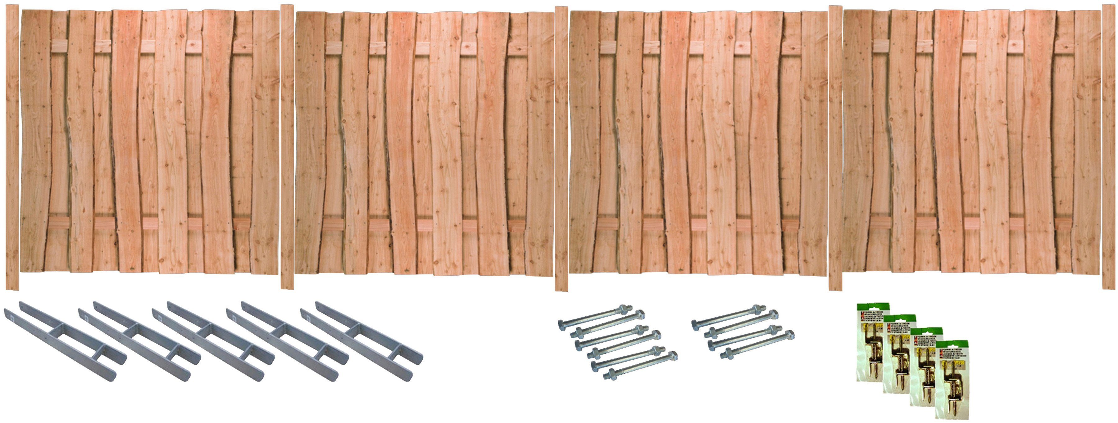 Tetzner & Jentzsch Sichtschutzelement LAKEWOOD 2, (Set), Rustikale Optik dank Применитьung aus Bonanzabohlen