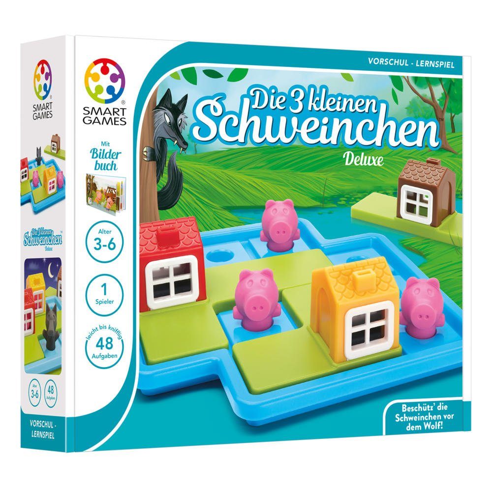 Smart Games Spiel Die 3 kleinen Schweinchen, Märchenspiel, mit Märchen-Bilderbuch