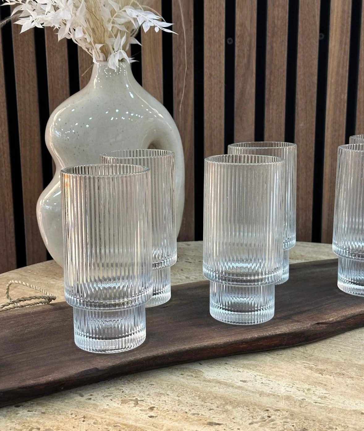 EmirtexHome Glas Relief Longdrinkgläser 6er Set long, Glas – Bild 2 von 3