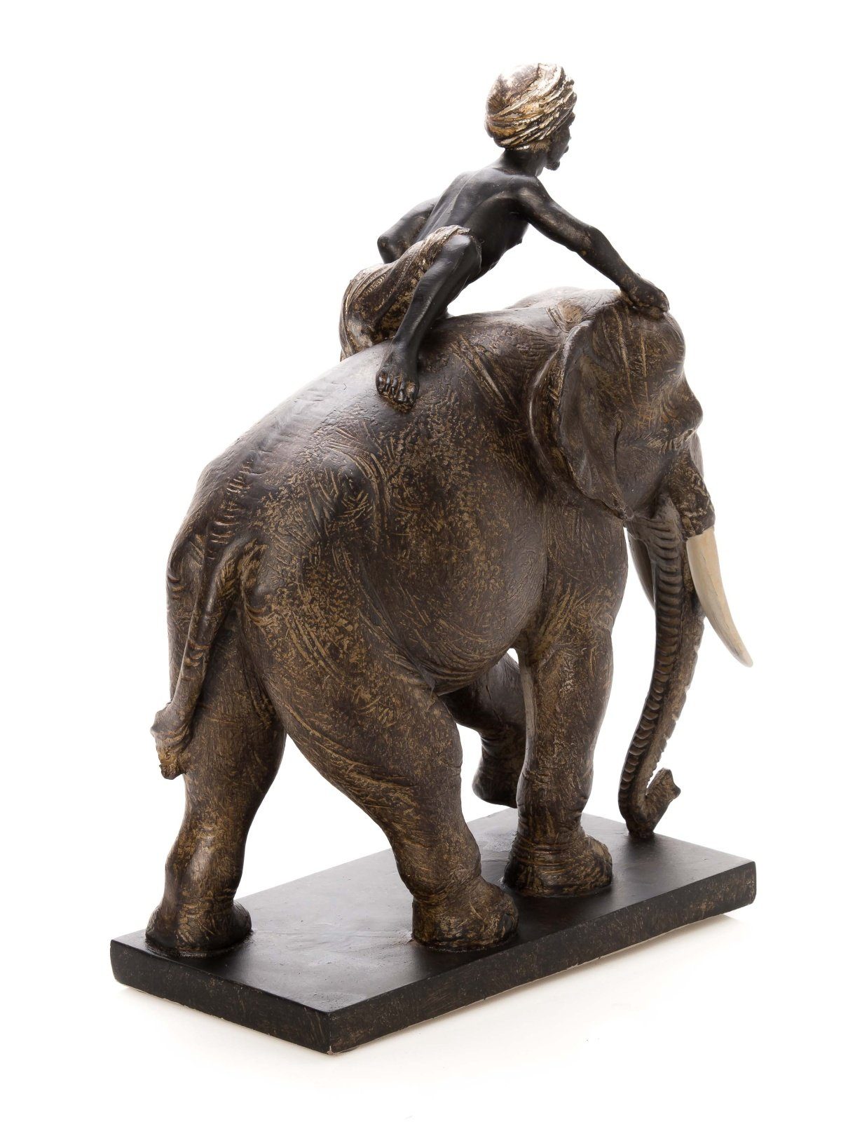 Dekofigur Indien antik Elefant Afrika Skulptur Stil Reiter mit Figur Orient Aubaho