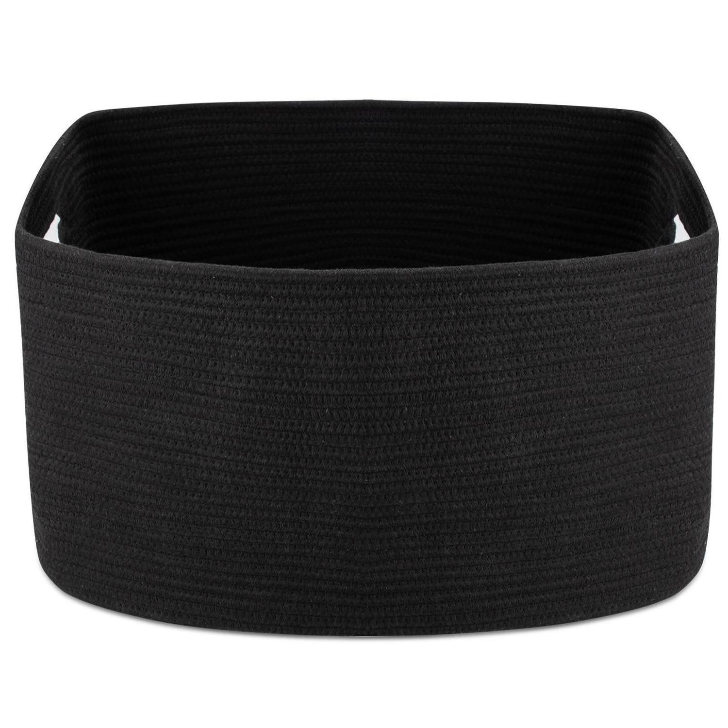 LuxusKollektion Wäschekorb Wäschekorb XXL Rechteckig Geflochten 72L Decken Schwarz 56 X 43 X 30cm