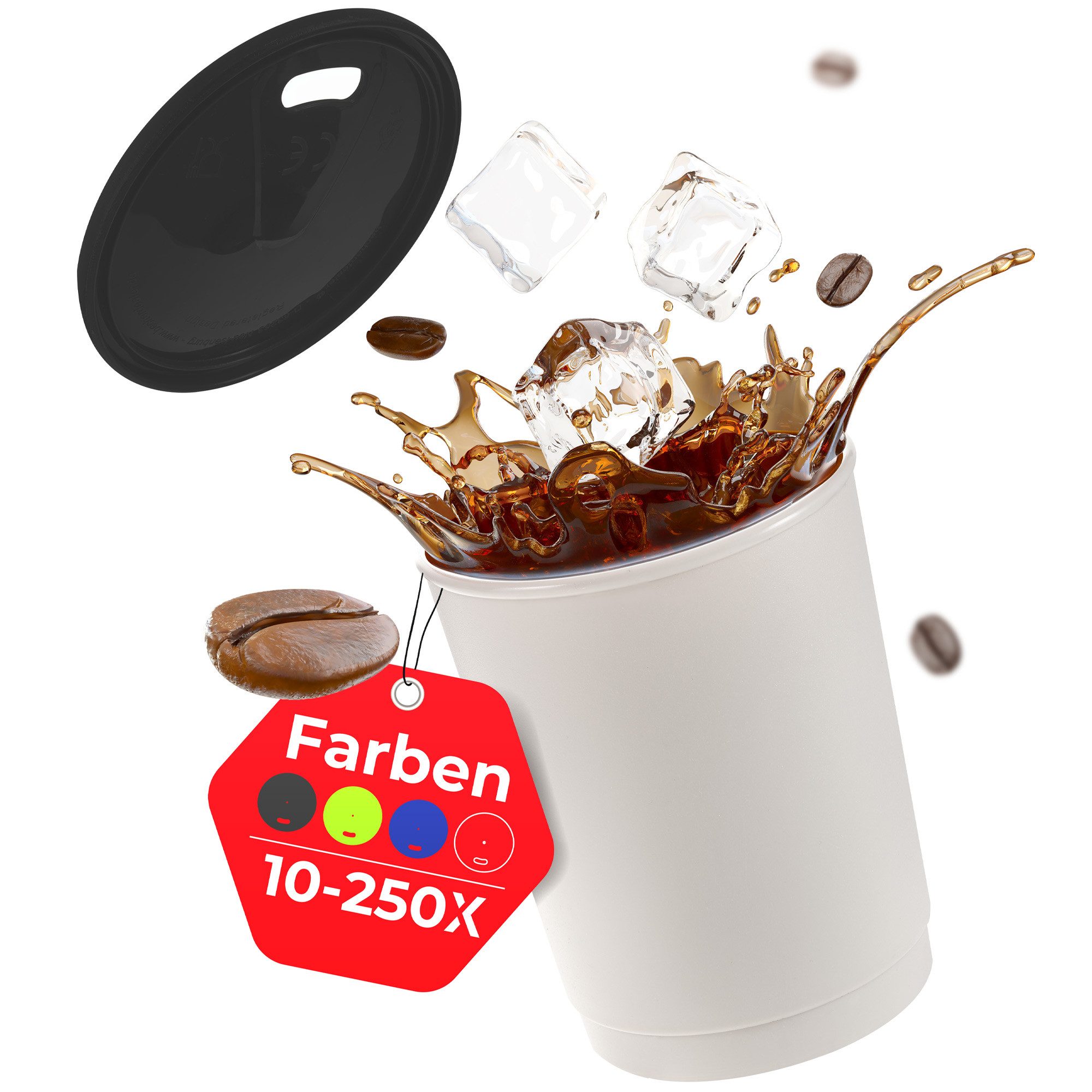 achilles Mehrwegbecher Kaffeebecher, Mehrwegbecher, Trinkbecher, LFGB geprüft, 330 ml, Kunststoff, (250-tlg)