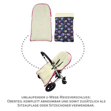 BambiniWelt by Rafael K. Schlitten HOLZSCHLITTEN mit Rückenlehne Zugleine+ WINTERFUßSACK Wolle 108cm EULE