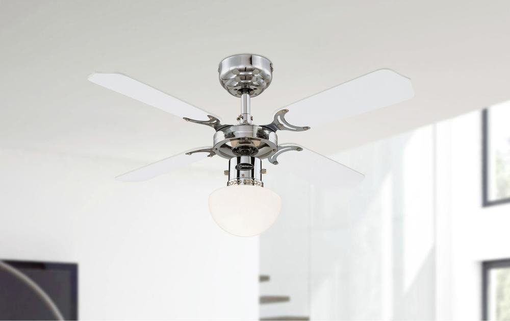 Westinghouse Deckenventilator Deckenventilator Portland Ambiance Chrom mit Licht, Mit Zugschnur