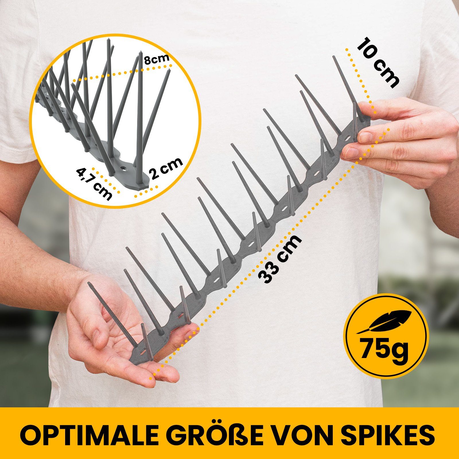 KONZEPT Taubenspikes Taubenabwehr für Balkon, Garten, Terasse - Vogelschreck 3-reihig, Set, 3-St., für Balkon, Fensterbank, Dachbalken - Tierfreundlich, 3 stk. x 33 cm