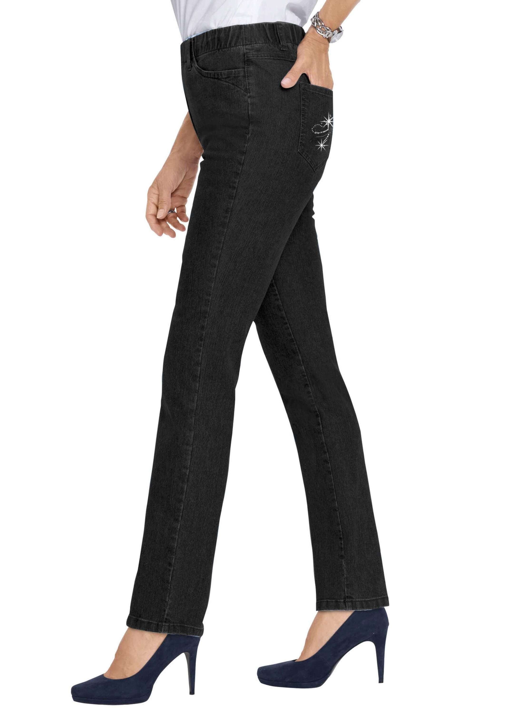 GOLDNER Bequeme Jeans Kurzgröße: Baumwollhose mit Rundumdehnbund Stretchjeans im 4-Pocket- Stil mit Taschen und Knöchellänge