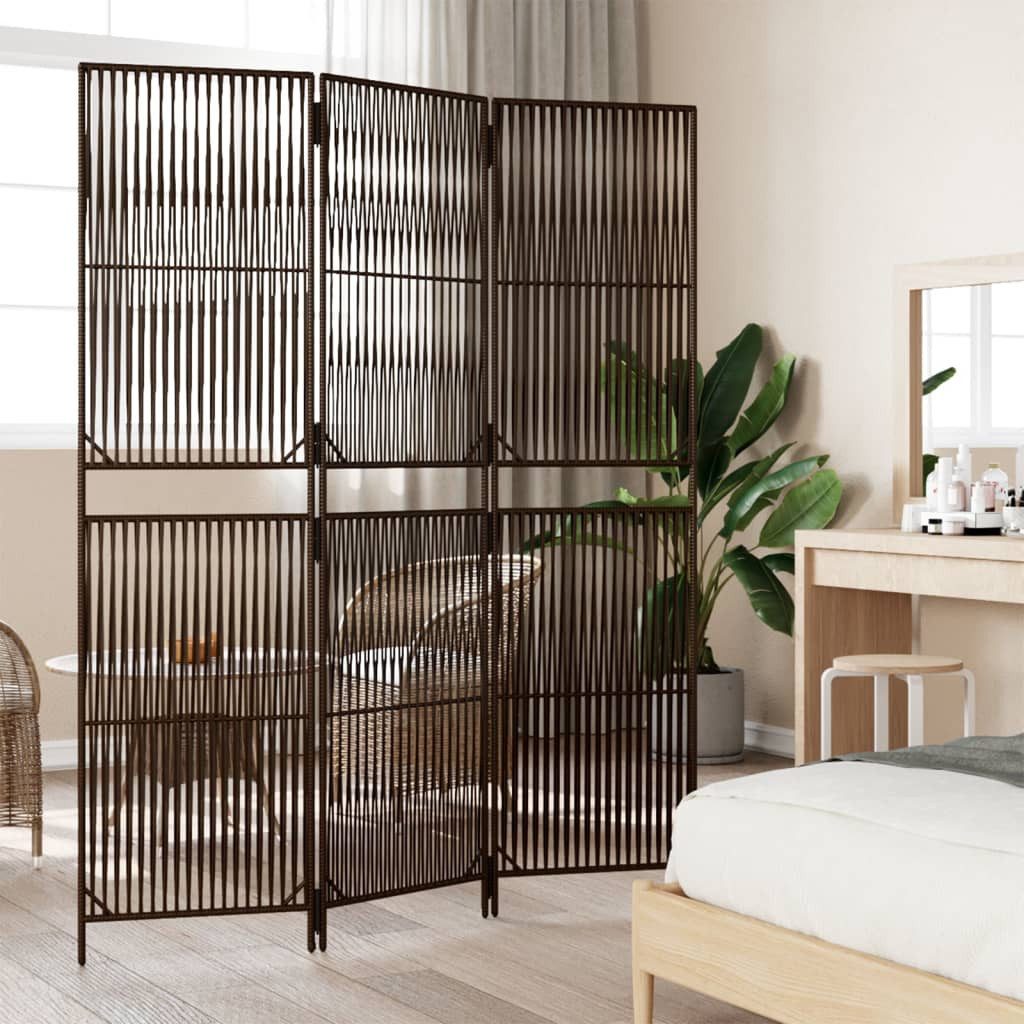 vidaXL Raumteiler Paravent 3-tlg. Braun Poly günstig online kaufen