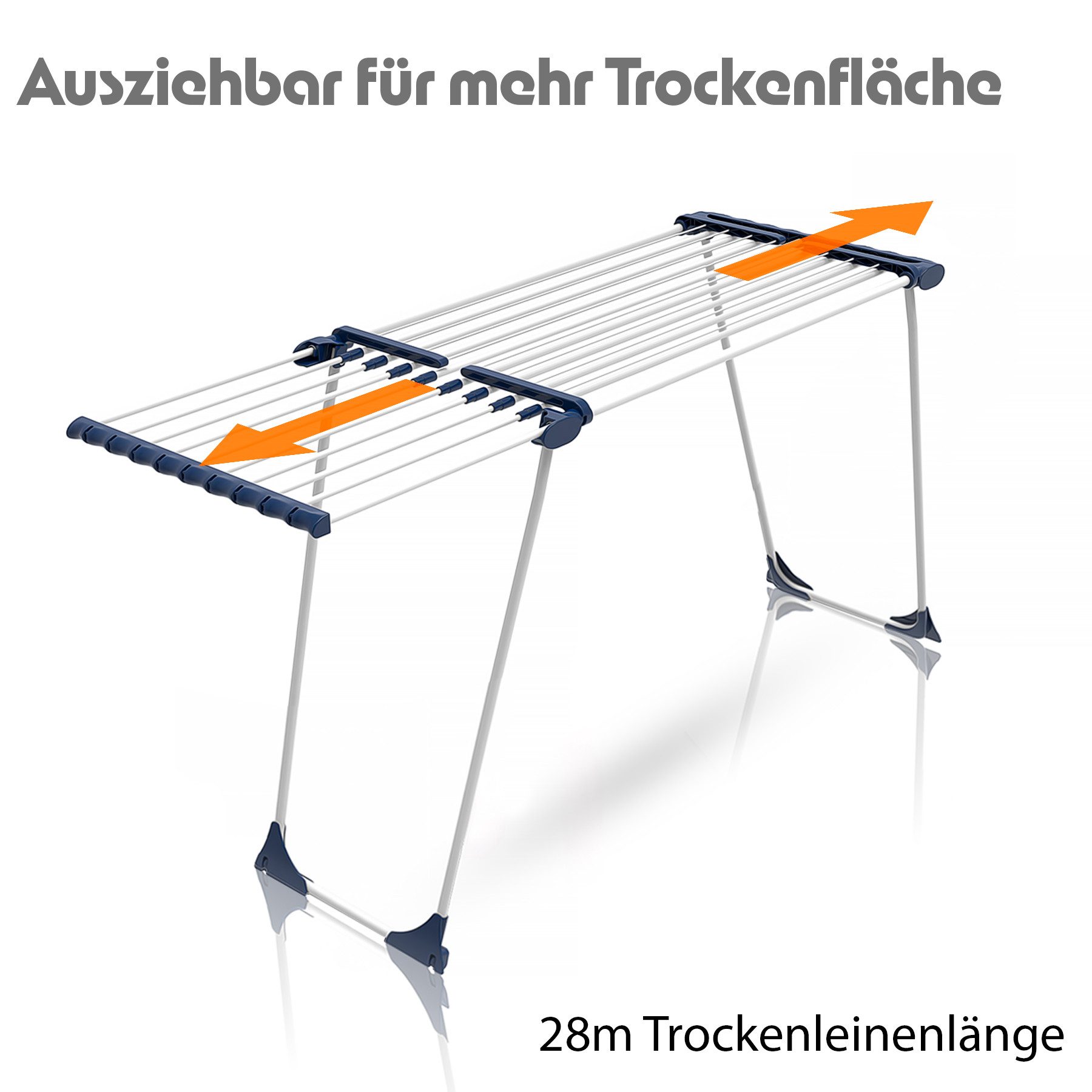 BigDean Wäscheständer Wäschetrockner mit dicken Leinen Jumbo Weiß zusammenklappbar 28m, Robuste Konstruktion, Langlebig, Vielseitig, Klappbar & Ausziehbar – Bild 5 von 5