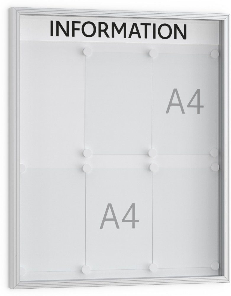 König Werbeanlagen Rahmen Mit System perfekt kommunizieren: ORGASTAR Standard-Tafel S - 6 x DIN A4 - Einseitig - 40 mm Bautiefe - Vitrine